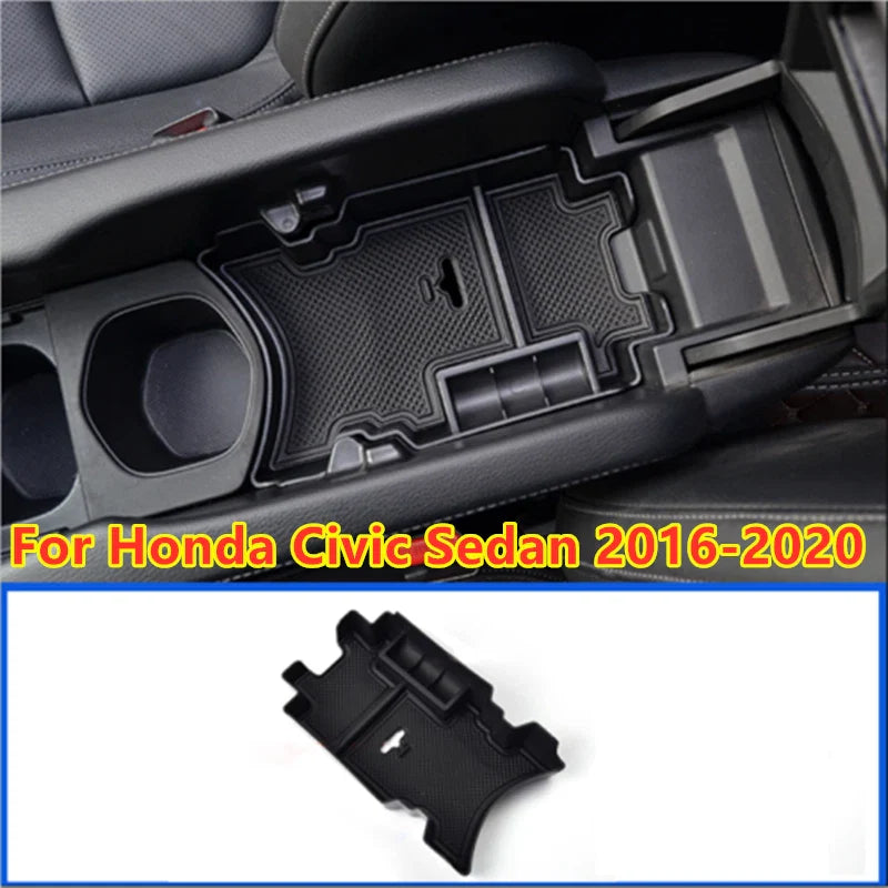 Interior Console Central Storage Box Black for Honda Civic Sedan (2016–2020)