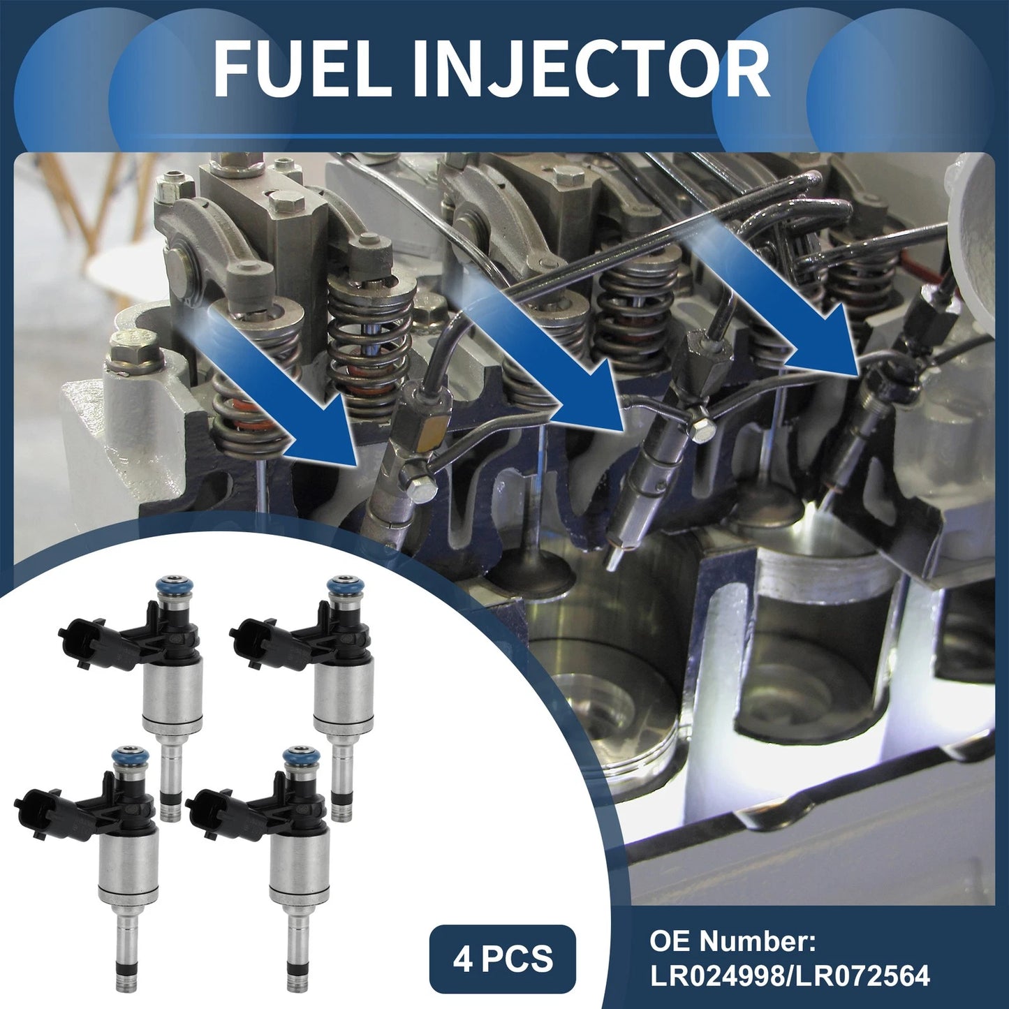 Set of 4 Fuel Injectors No.LR024998 for Land Rover Discovery Sport (2015–2017)
