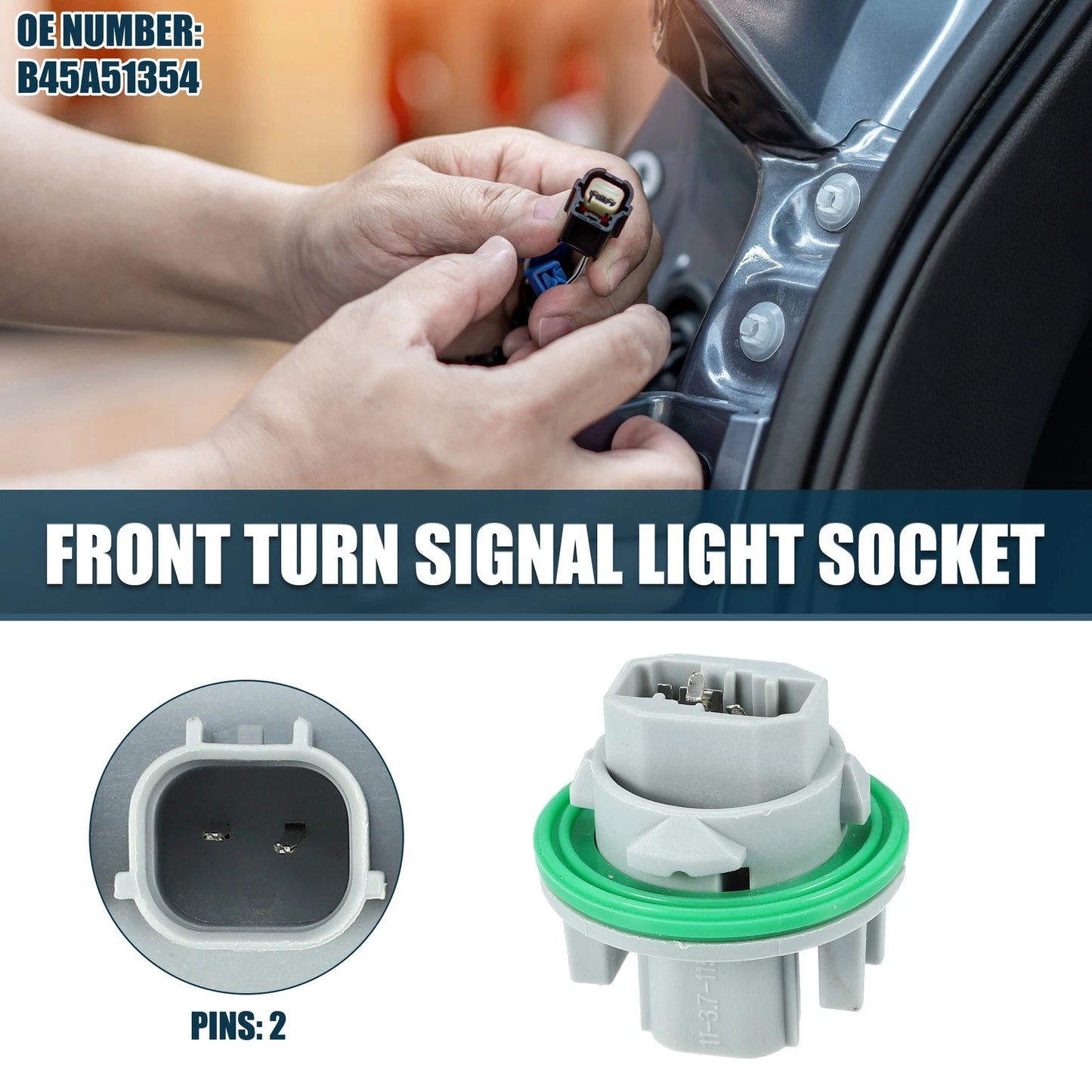 Front Turn Signal Light Socket for Mazda 3 (2014–2018) 2 Pins No.B45A51354