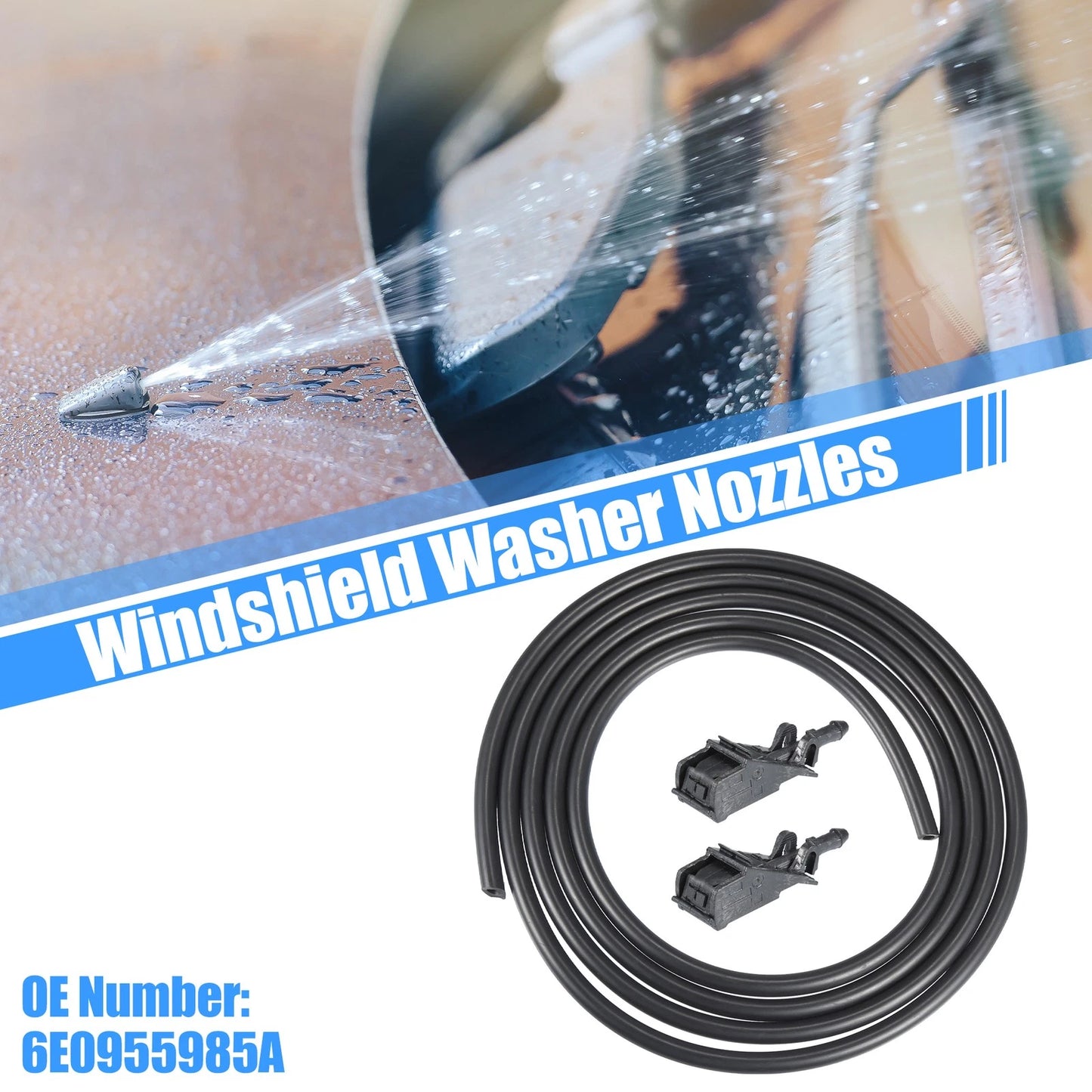 Set of 1 Windshield Washer Nozzle with 2m Hose for VW Jetta (No. 6E0955985A)