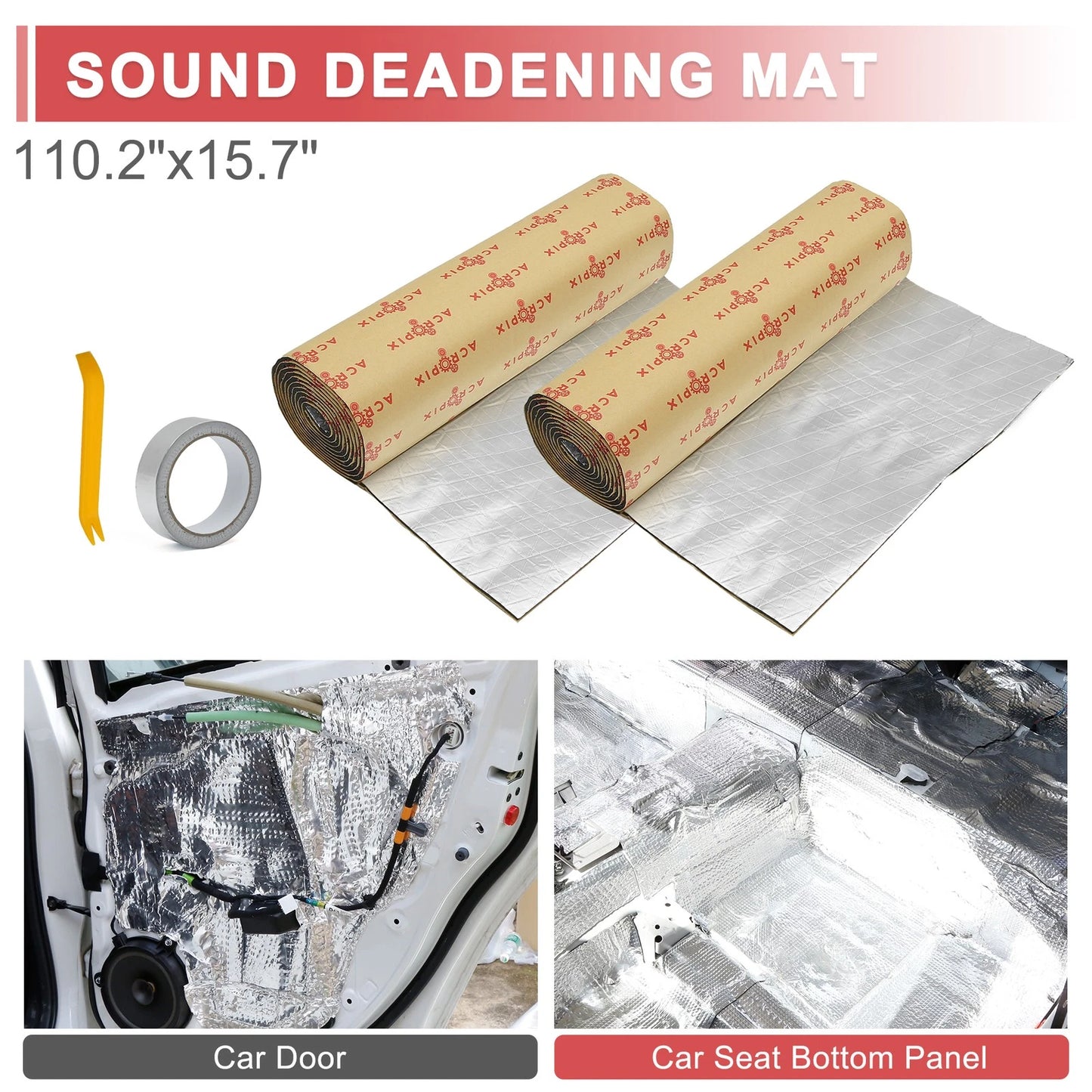 Set of 4 Aluminum Foil Foam Heat Damping Pads for Car (157mil, 4mm)