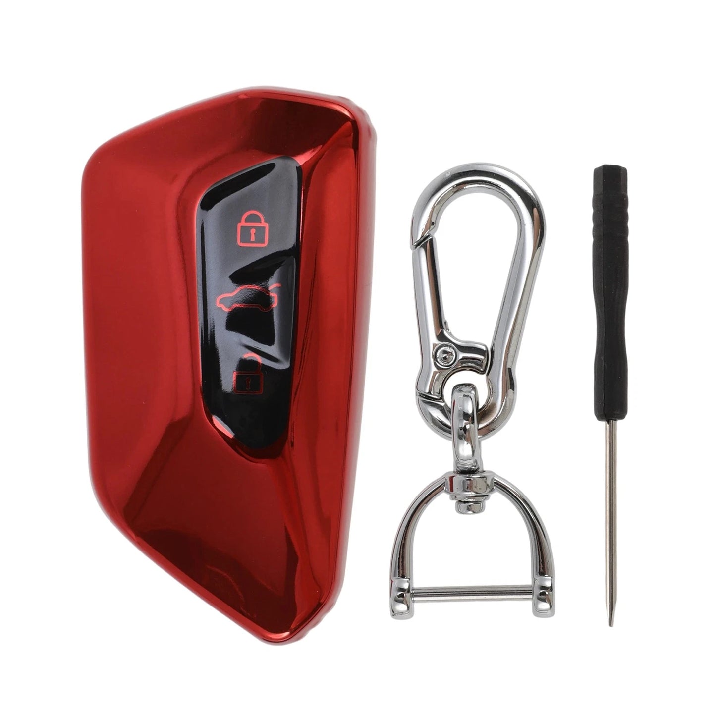 Red TPU Silicone Car Key Case for VW Golf 8 (2020–2023) - 3 Buttons