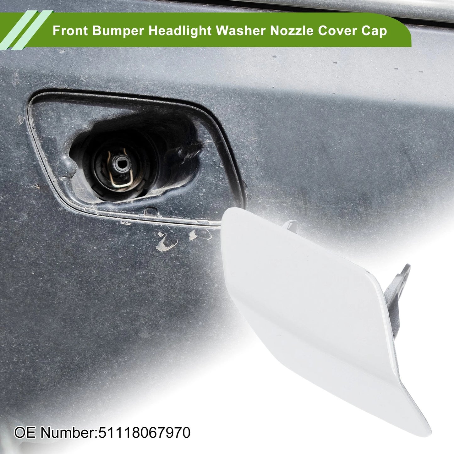 Front Right Washer Nozzle Cover Cap No. 51118067970 for BMW 320i (2013–2018) White