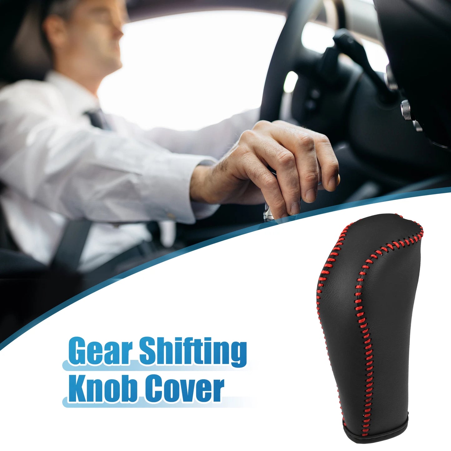 Gear Shift Lever Cover for Honda Fit (2014–2018) Red Stitches