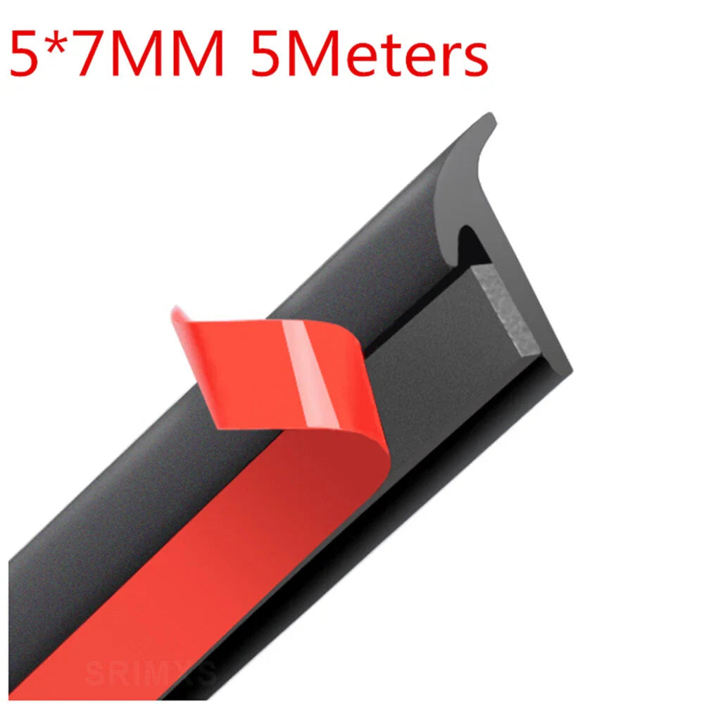 Rubber Seal Strip Weatherstrip for Car Bumper Fender Trim Black 5M