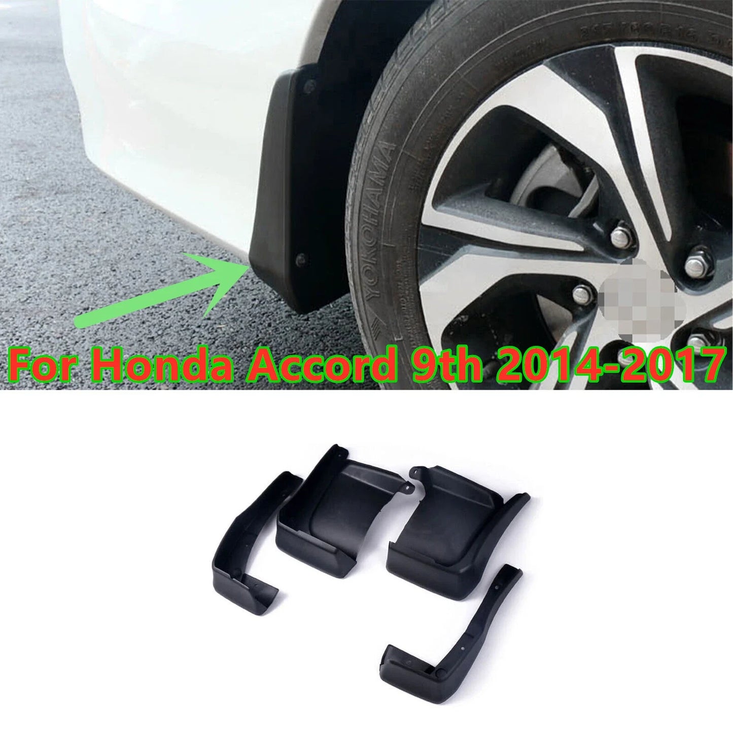 4 x Front Rear Mud Flaps Splash Guards Mudguard for Honda Accord (2014–2017)
