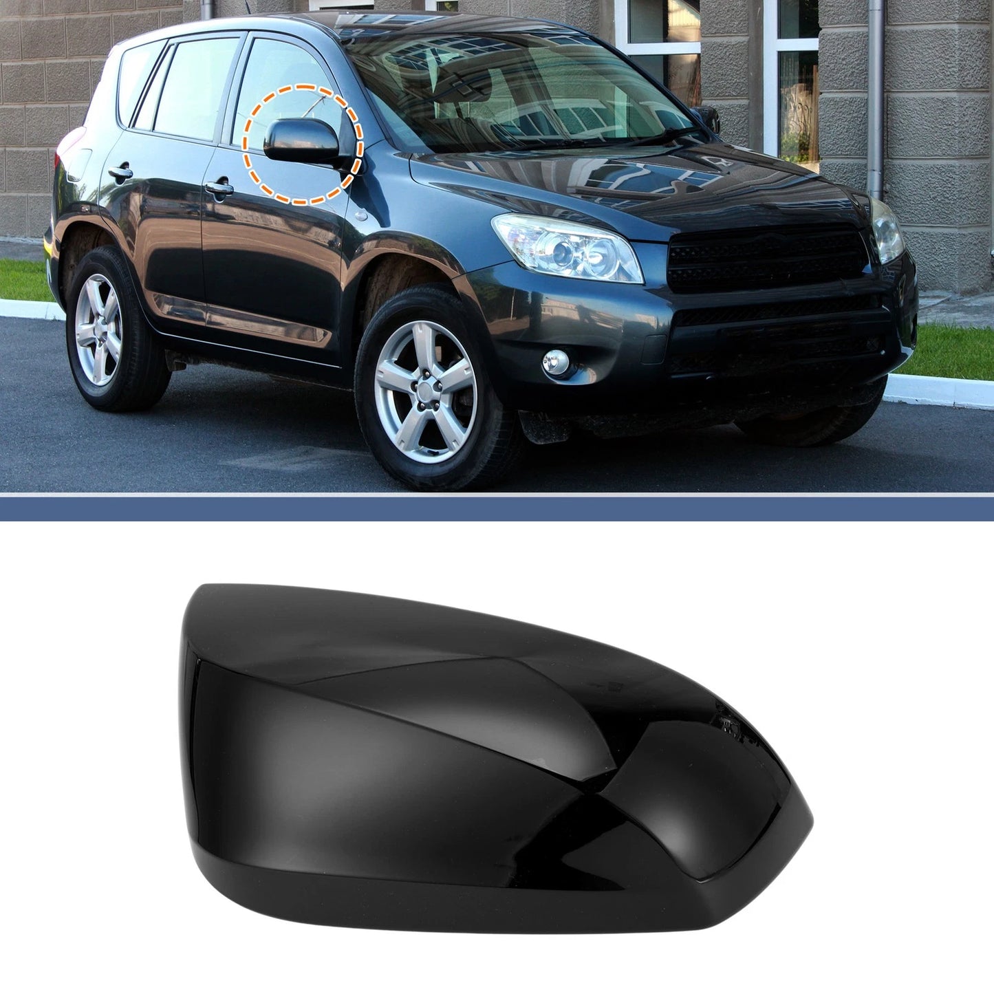 Right Side Mirror Cover Cap for Toyota RAV4 (2019–2023) Gloss Black