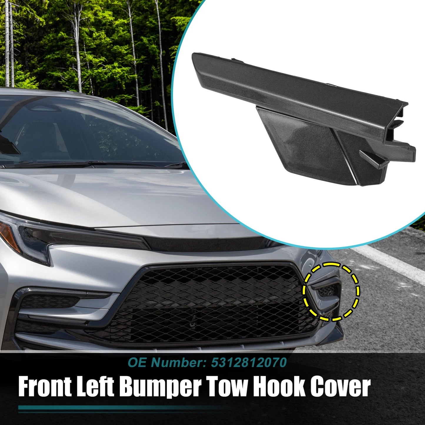 Tow Hook Cover for Toyota Corolla (No. 5312812070) (2014–2019) Black