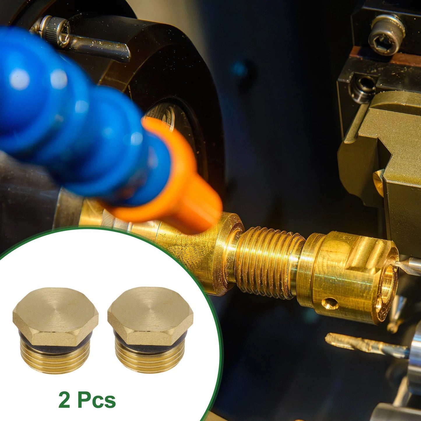Set of 2 Brass Pipe Fittings 1/2" Male Thread Plug with Gasket