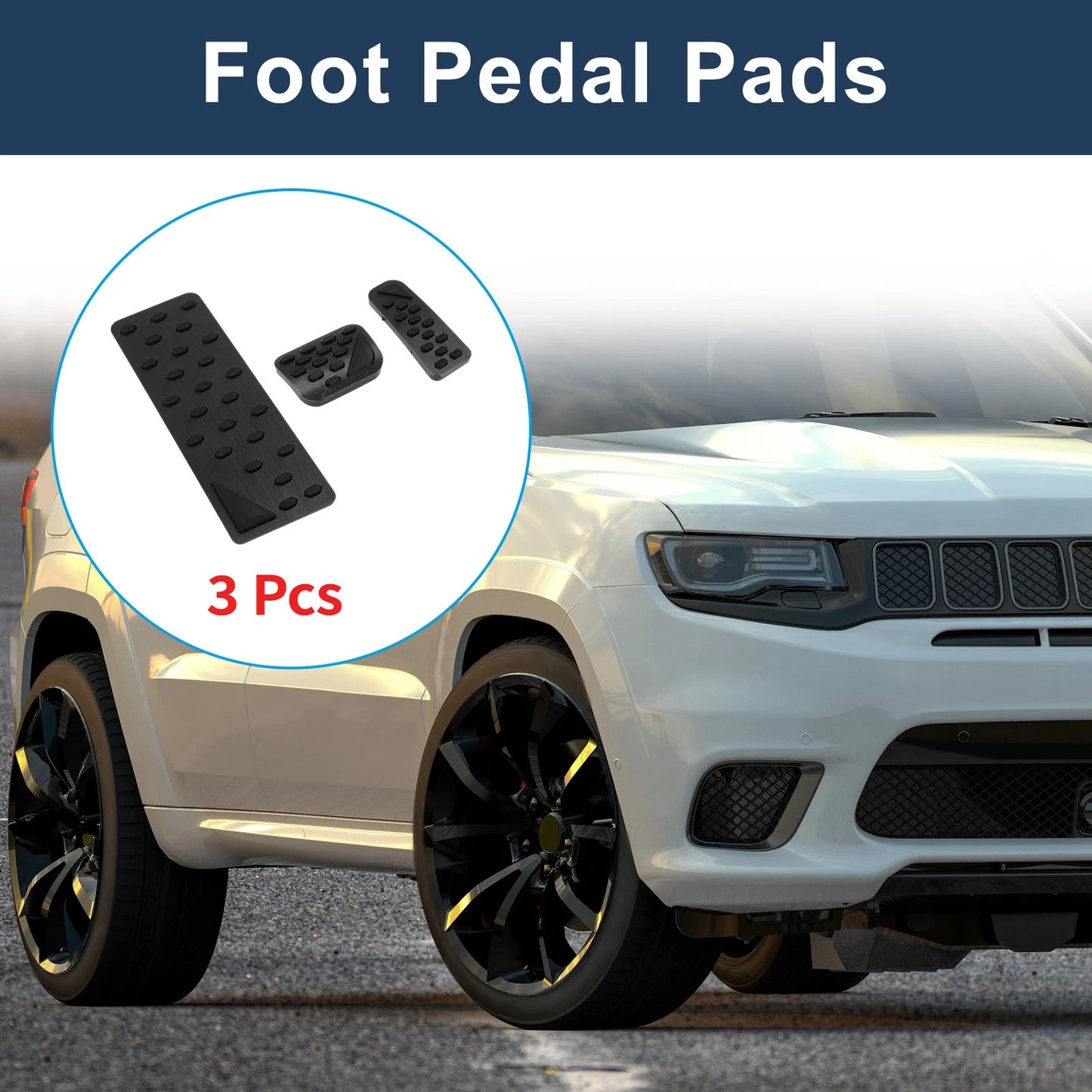 3 Pcs Accelerator Pedal Covers for Jeep Grand Cherokee (2023) Black