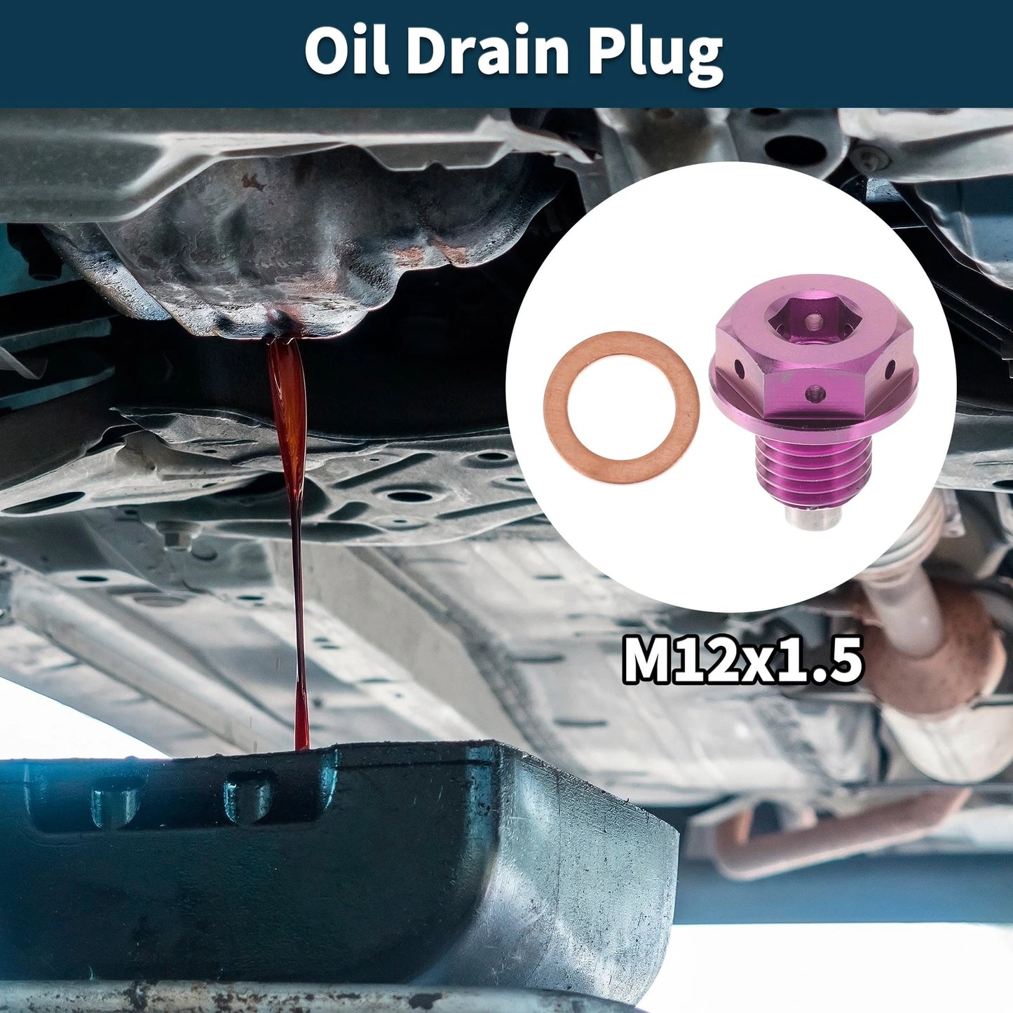 M12x1.5 Magnetic Oil Drain Plug for Universal Applications (Titanium Alloy)