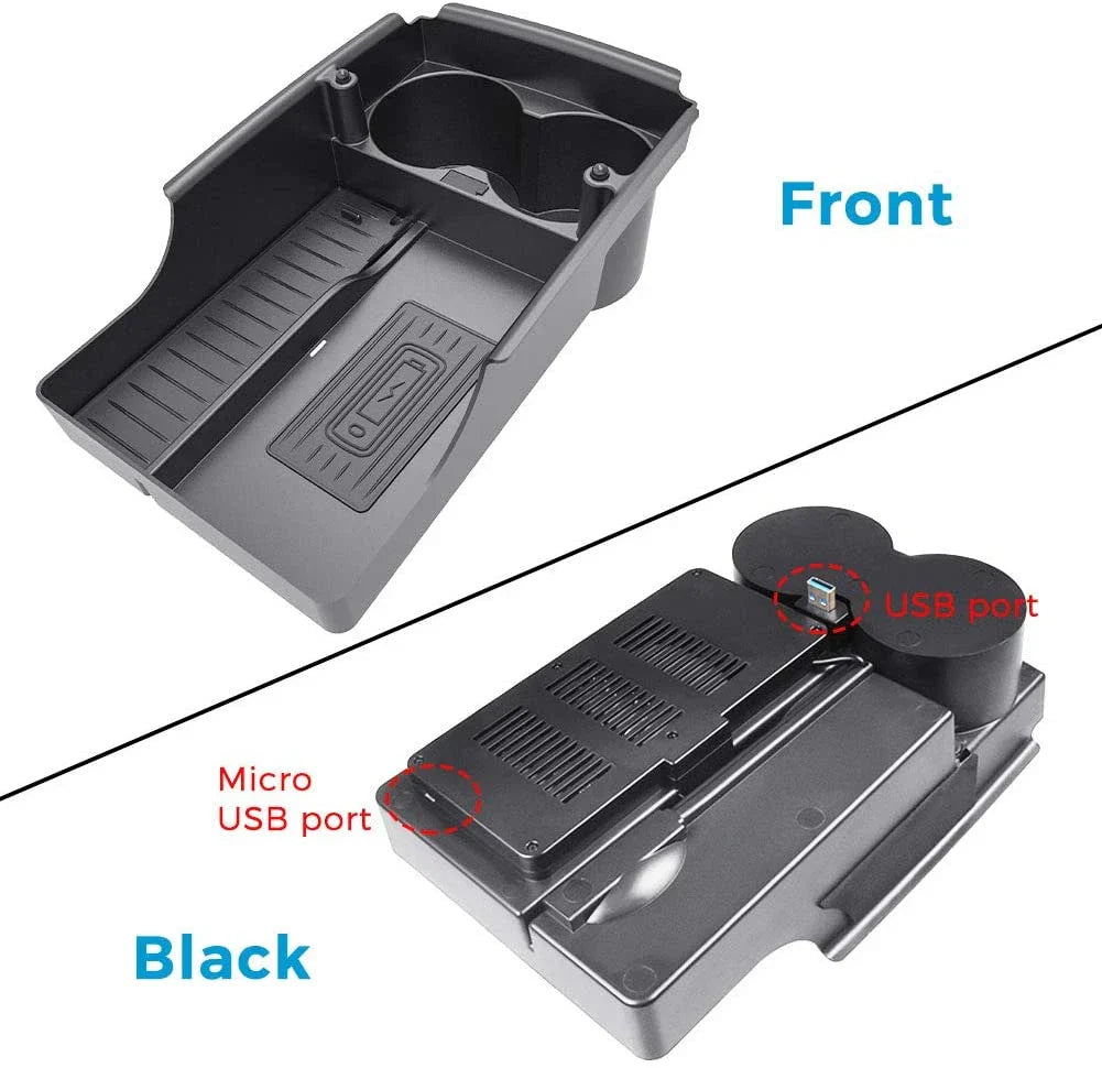 Center Console Organizer Storage Box Phone Wireless Charger for Tesla Model X