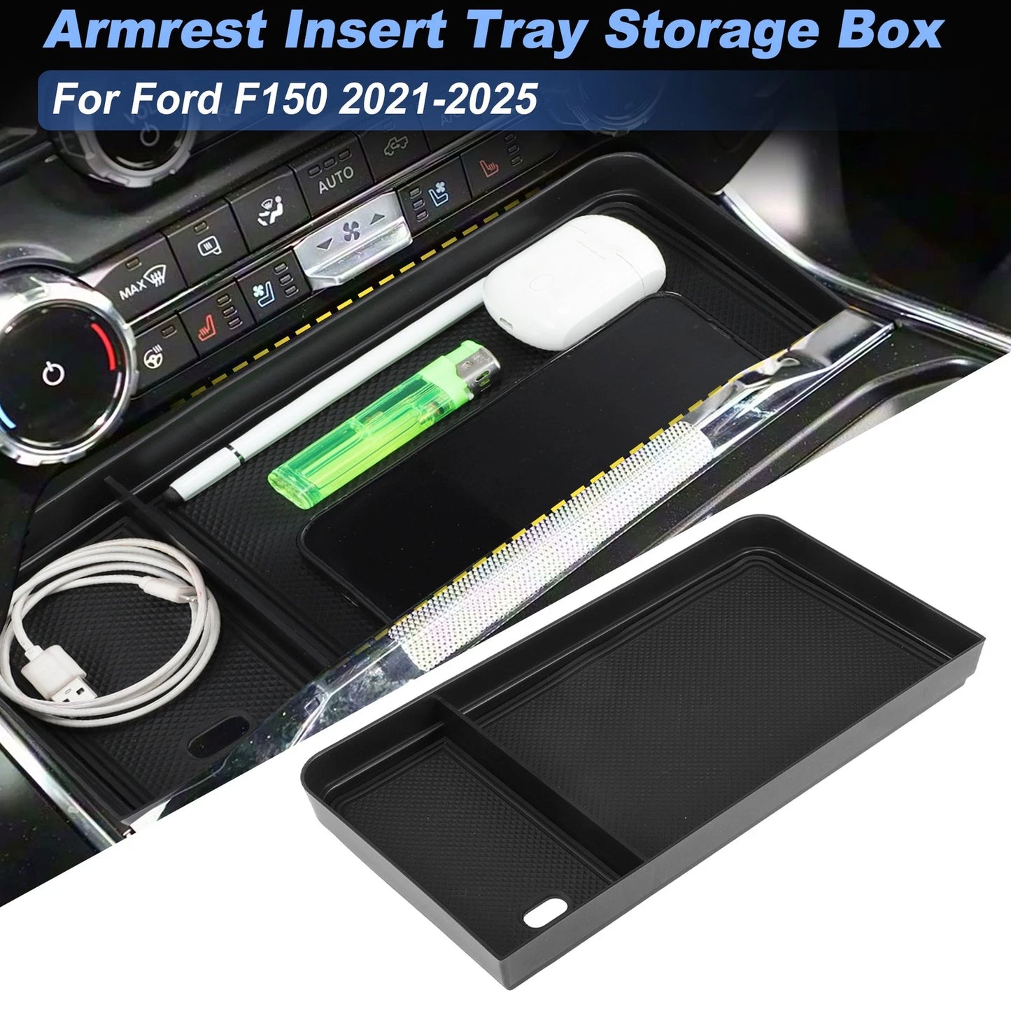 1PC Center Console Storage Tray Organizer for Ford F150 (2021–2025)
