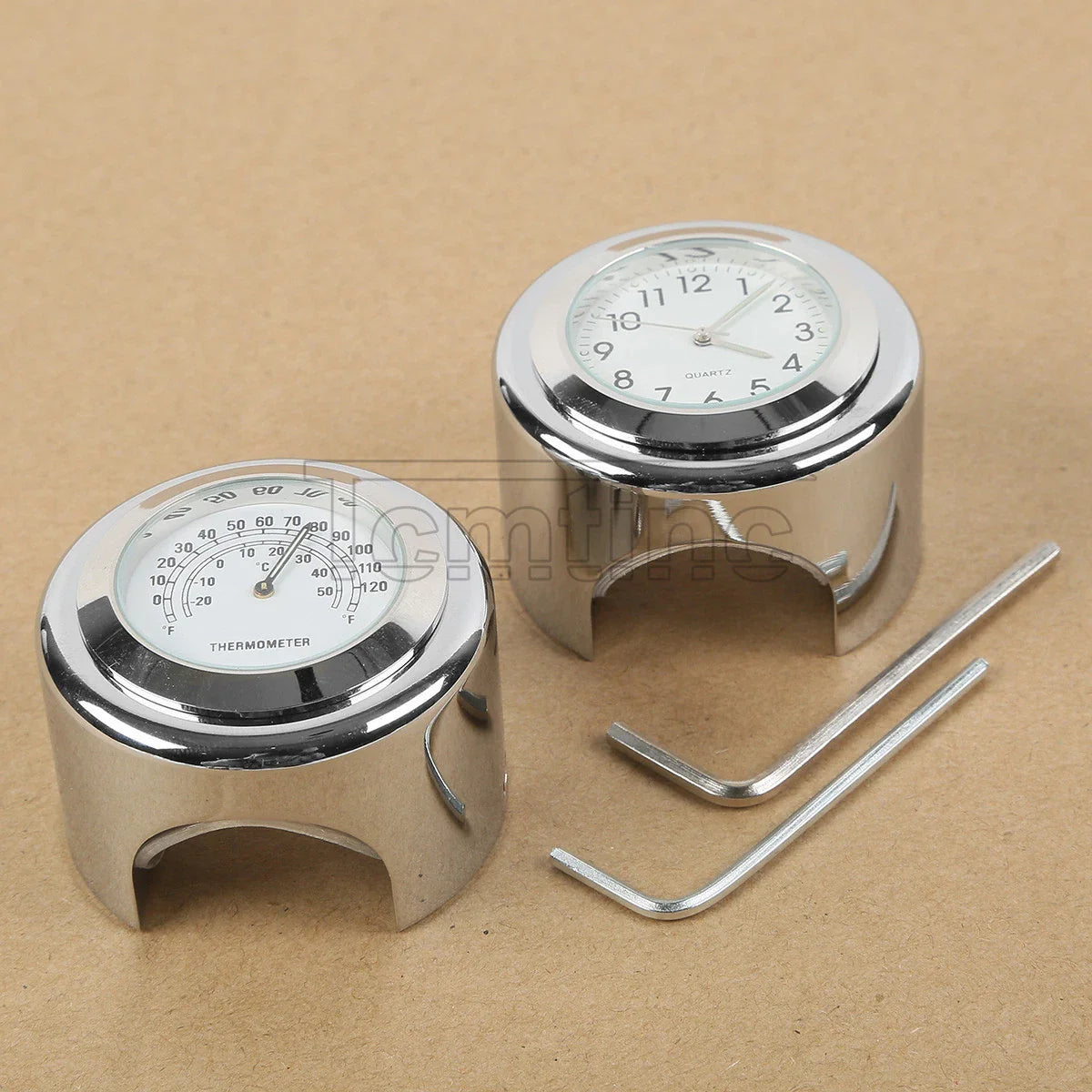 Handlebar Dial Clock Thermometer 7/8'' 1'' for Harley Cruiser