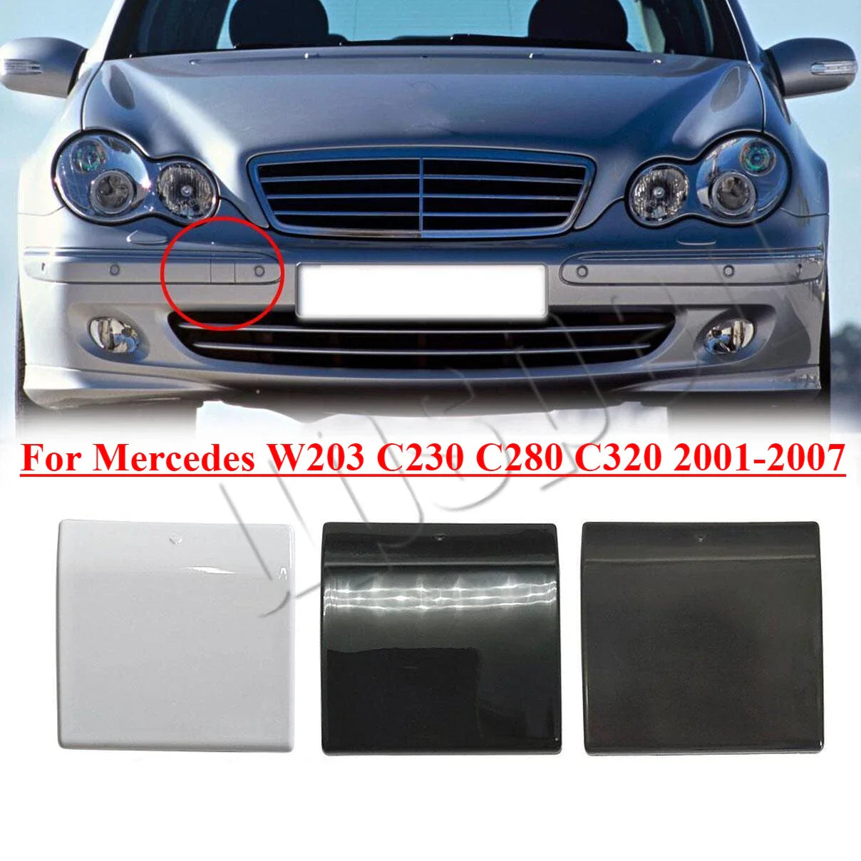 Front Bumper Tow Hook Eye Cover Cap for Mercedes W203 (2001–2007)