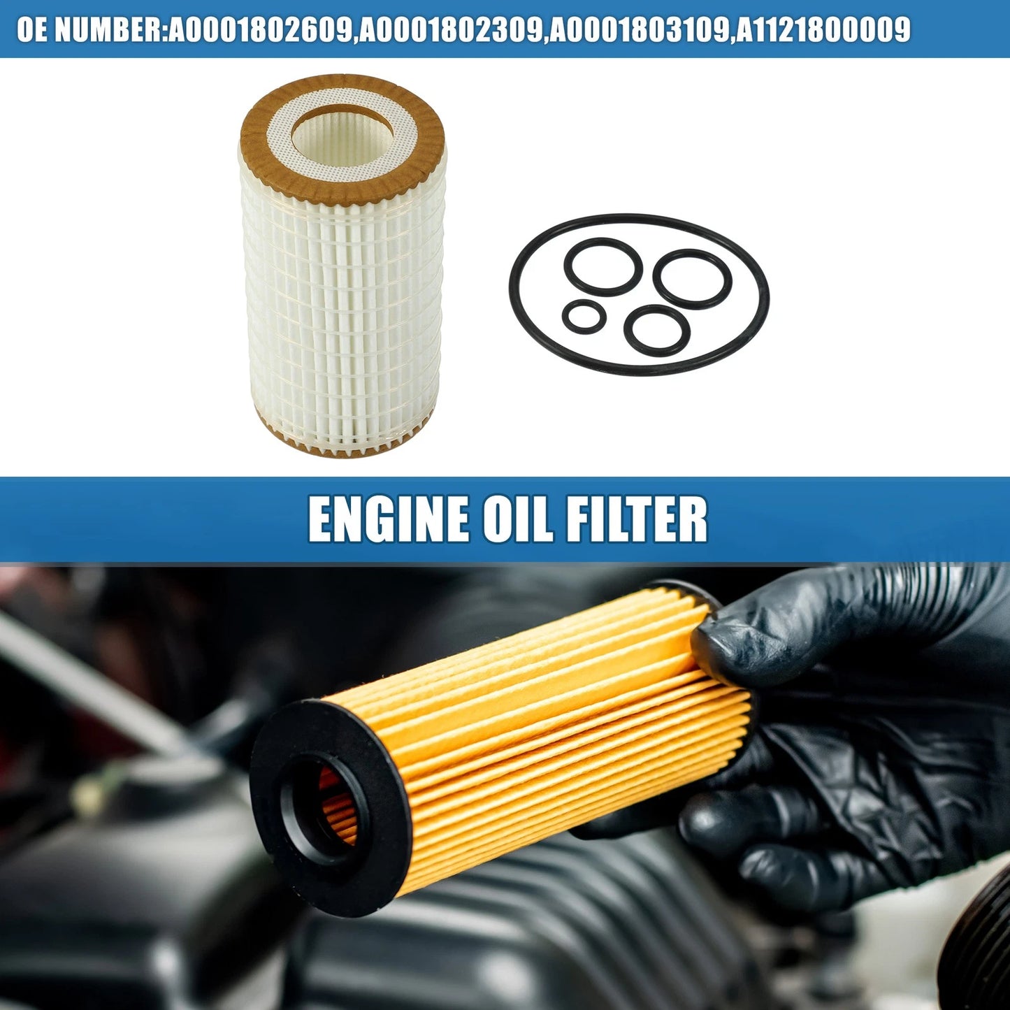 Set of 1 Engine Oil Filter for Mercedes (A0001802609/A0001802309)