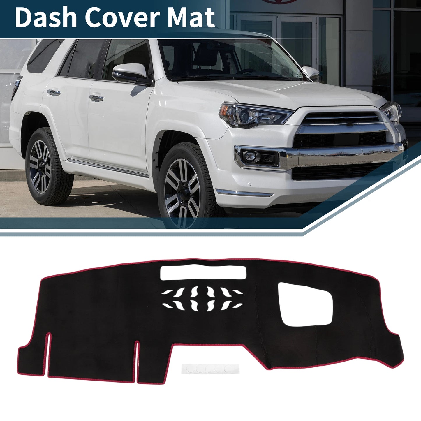 Set of 1 Dashboard Dash Cover Mat for Mazda CX-5 (2017–2023) & CX-8 (2018–2023) Black Red