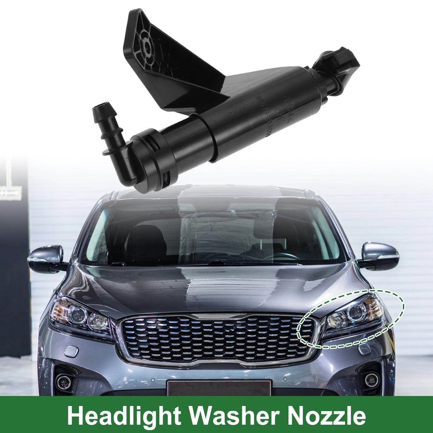 Front Driver Side Headlight Washer Nozzle for Hyundai Santa Fe (2013–2018) No. 98671B8000