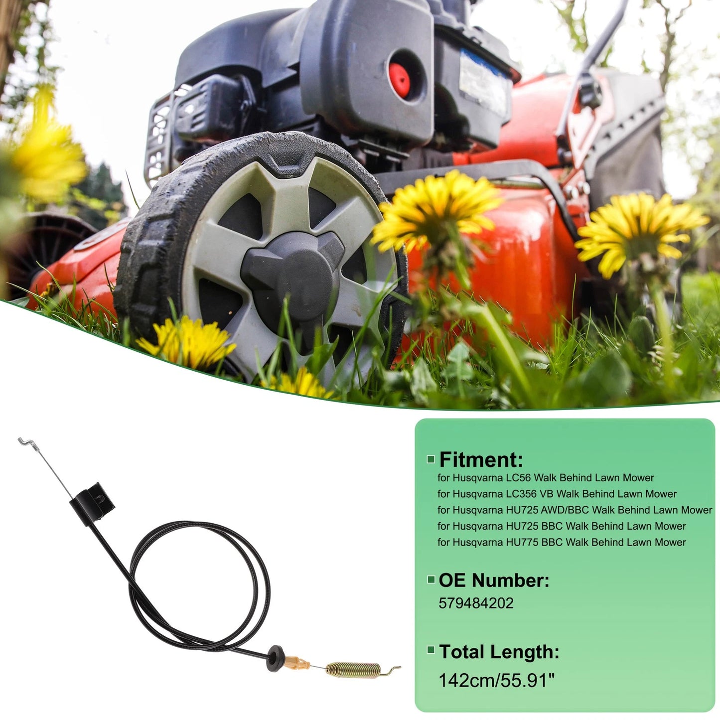 Brake Cable for Husqvarna LC56 Walk Behind (579484202)
