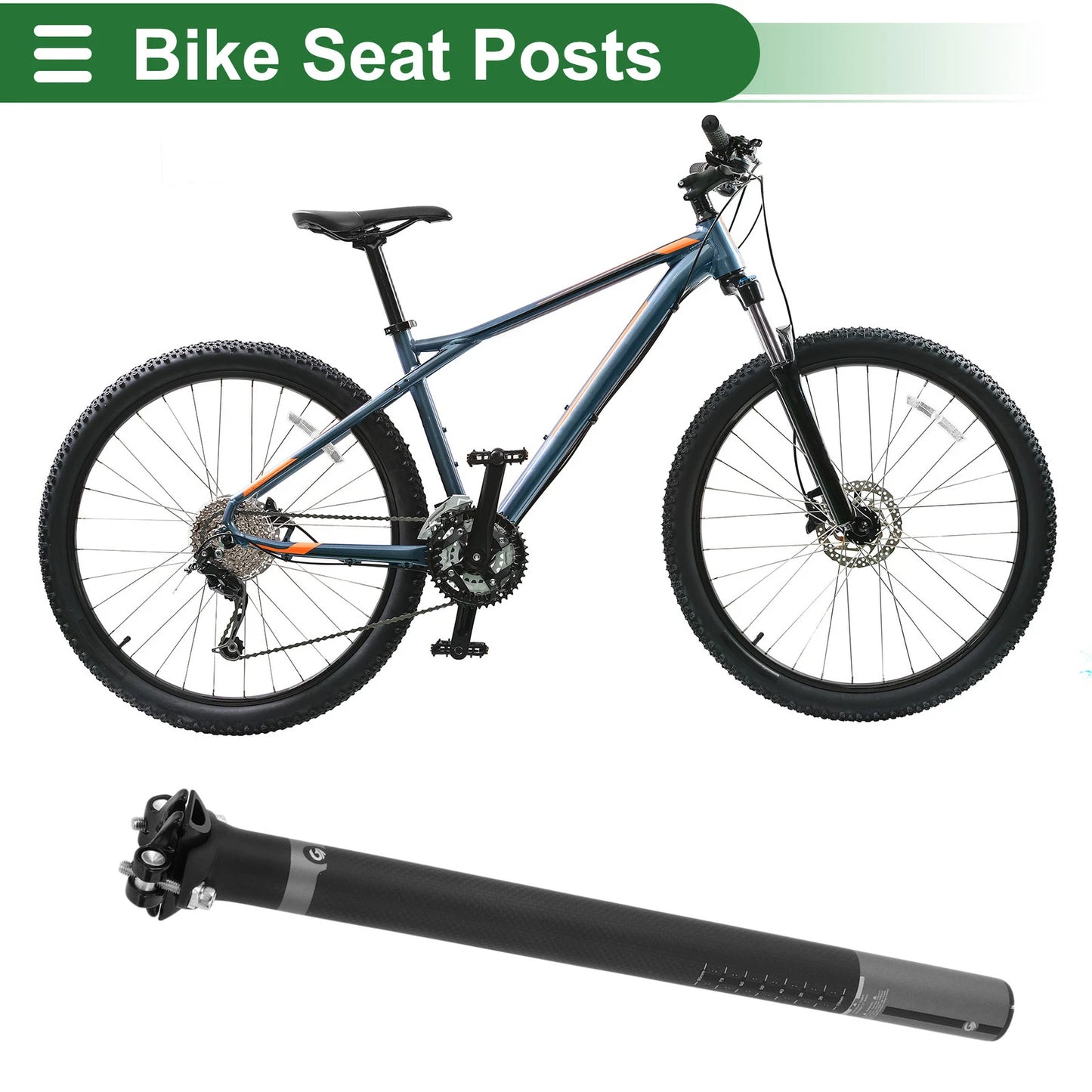 Bike Seat Post 31.6mm x 400mm for Universal Fit (Shock Absorbing)