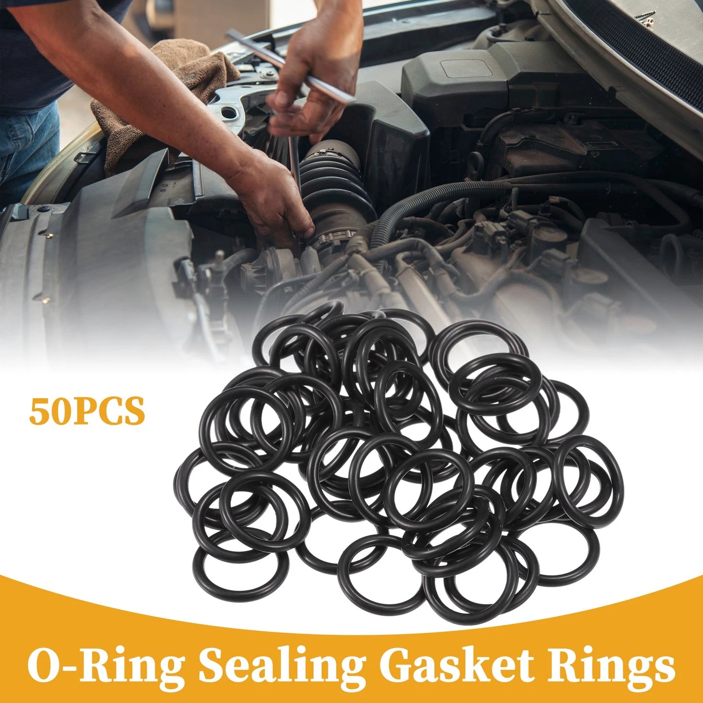 50pcs NBR Rubber O Ring Seal Gasket for Cars Trucks 9mm ID x 1.5mm CS