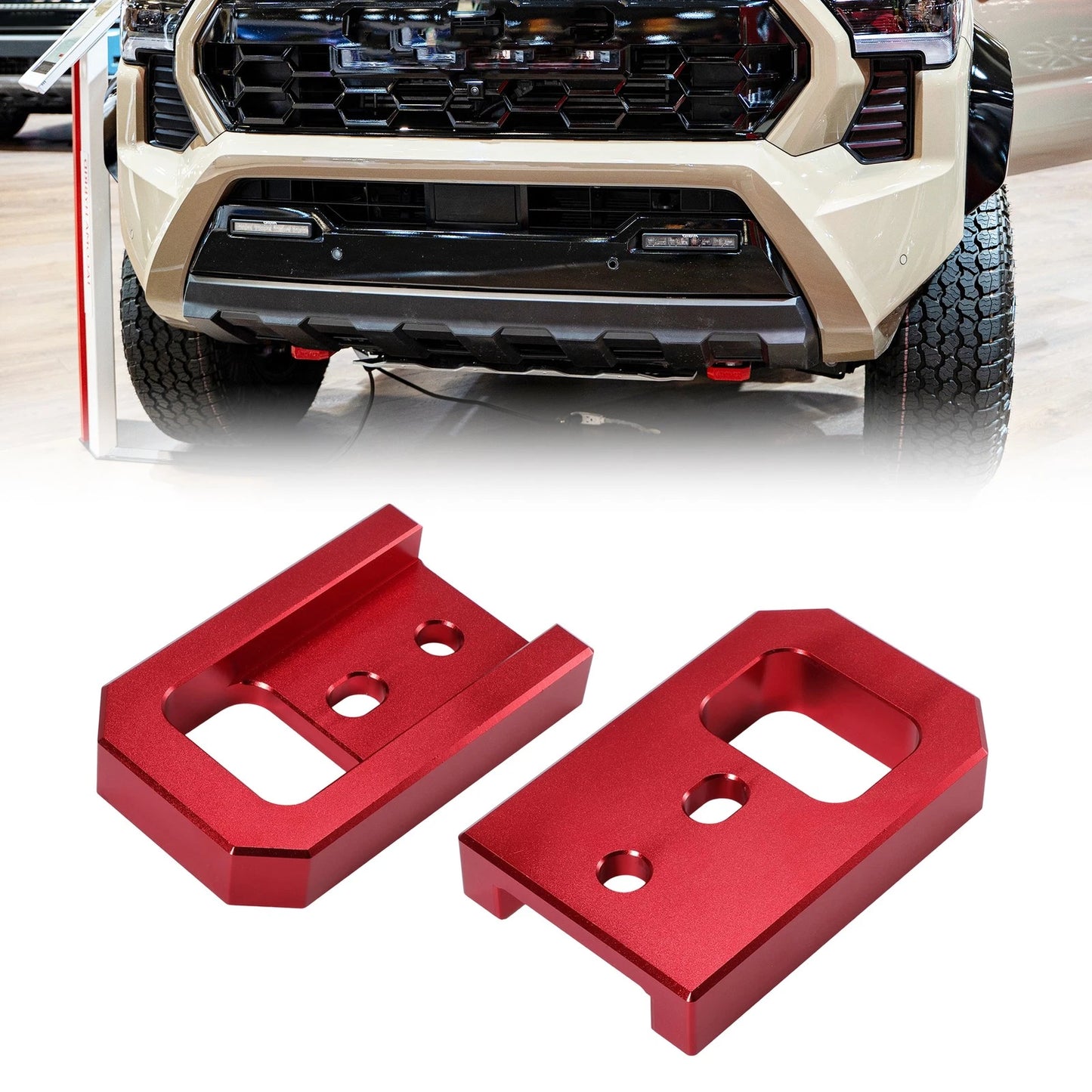 2X Front Tow Hooks for Toyota Tacoma 4Runner Land Cruiser 250 (2024–2026) Red