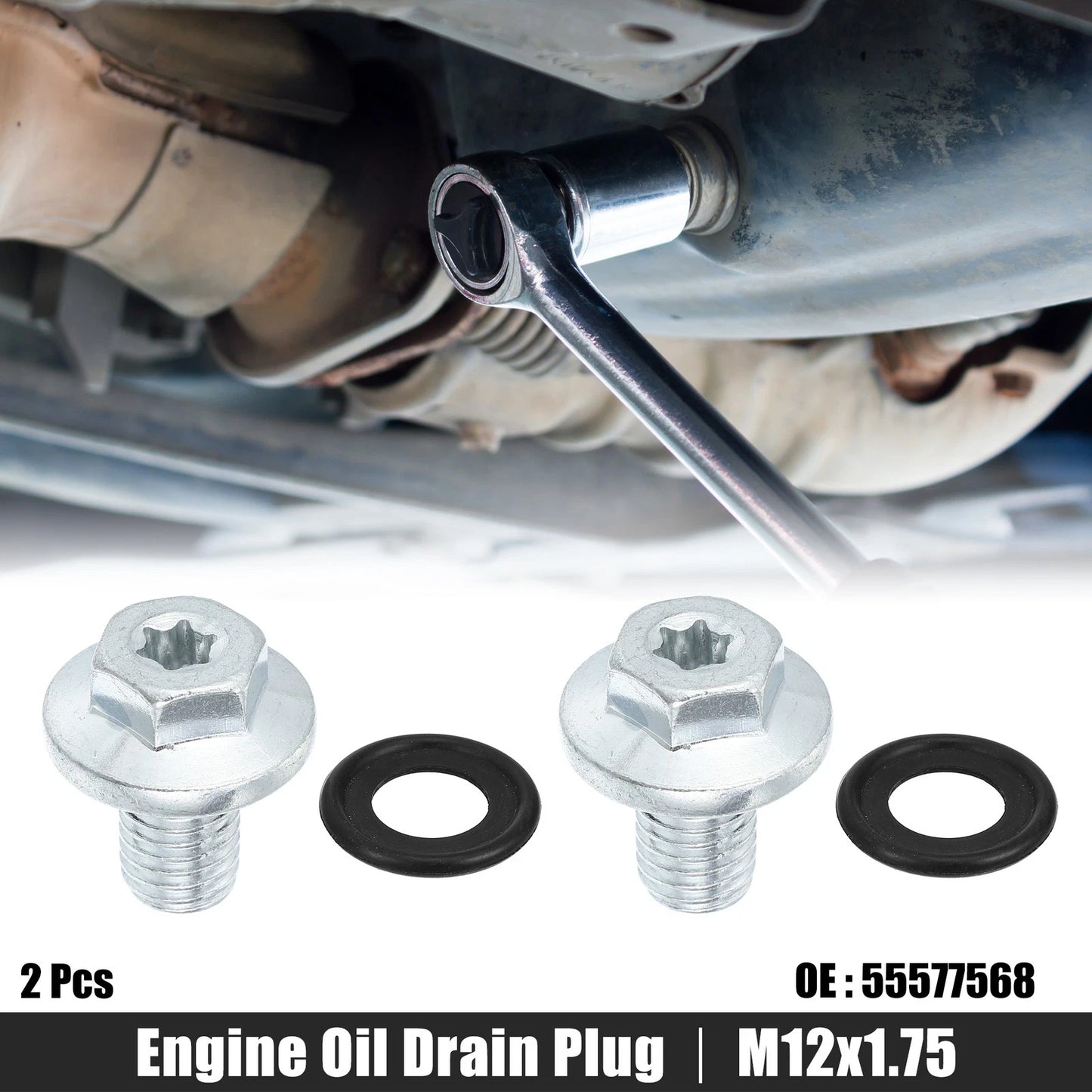 2 Pcs M12x1.75 Engine Oil Drain Plug Screw for Chevrolet Malibu (2013–2023)