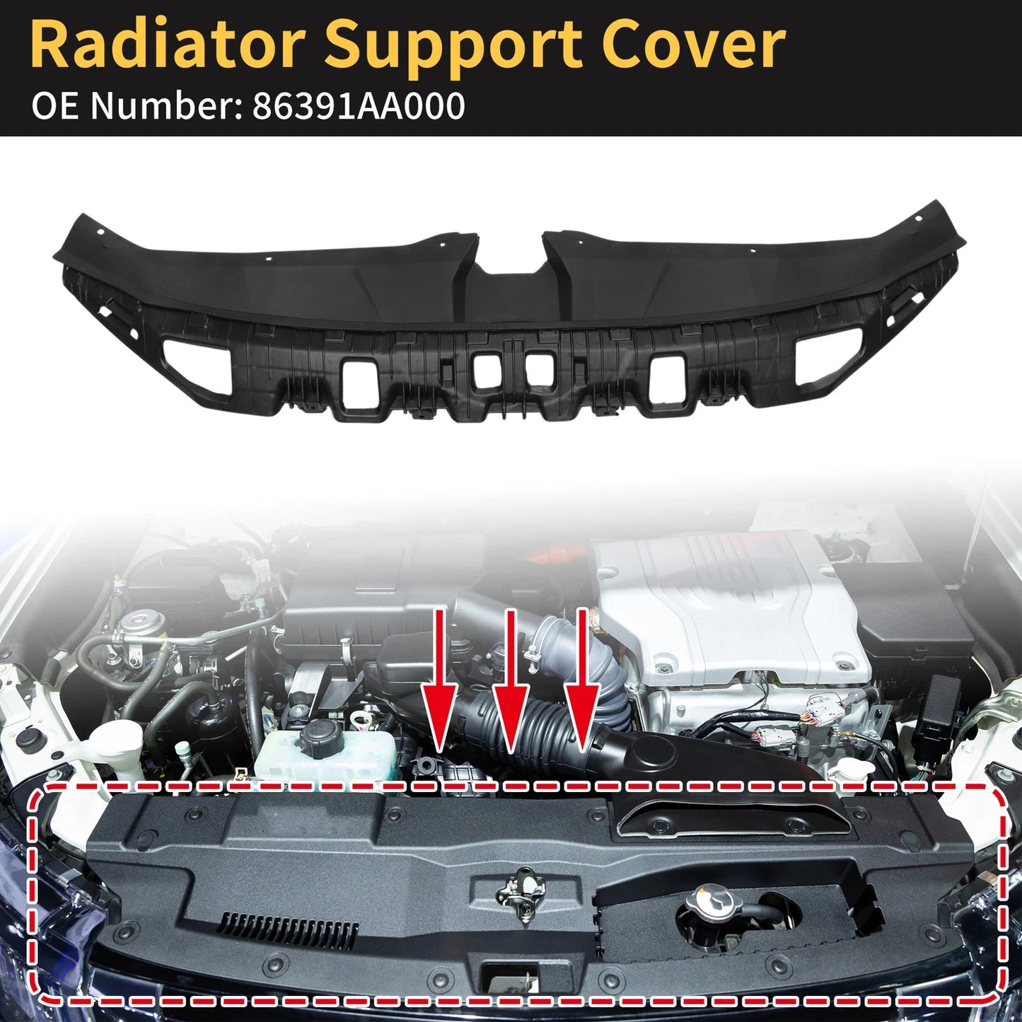 Radiator Support Cover for Hyundai Elantra (2021–2023) No. 86391AA000/86391-AA000 ABS