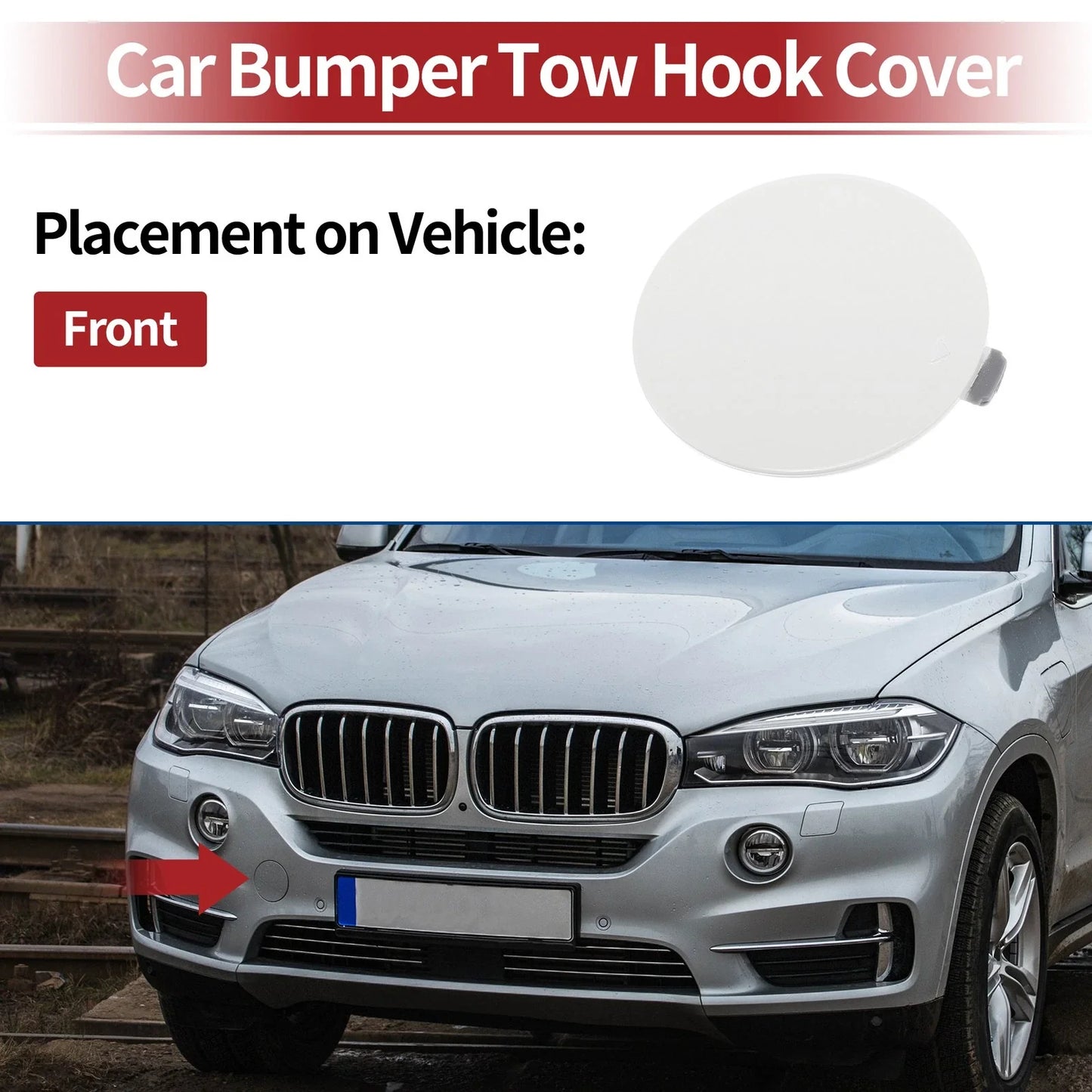 Tow Hook Cover for BMW X5 (2014-2018) White 1 Pcs