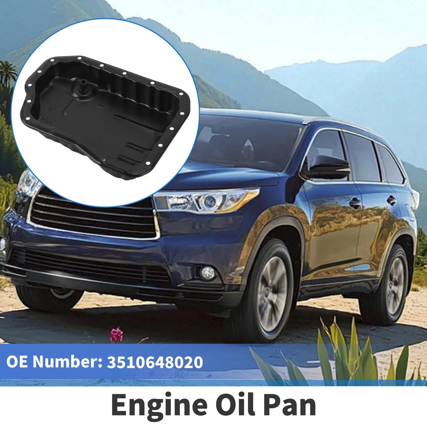 1 Pc Engine Oil Pan No.3510648020 for Toyota Highlander (2015–2021) Steel Black