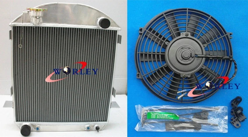 3 Row Aluminum Radiator with Fan for Ford Model T-Bucket (1924–1927)