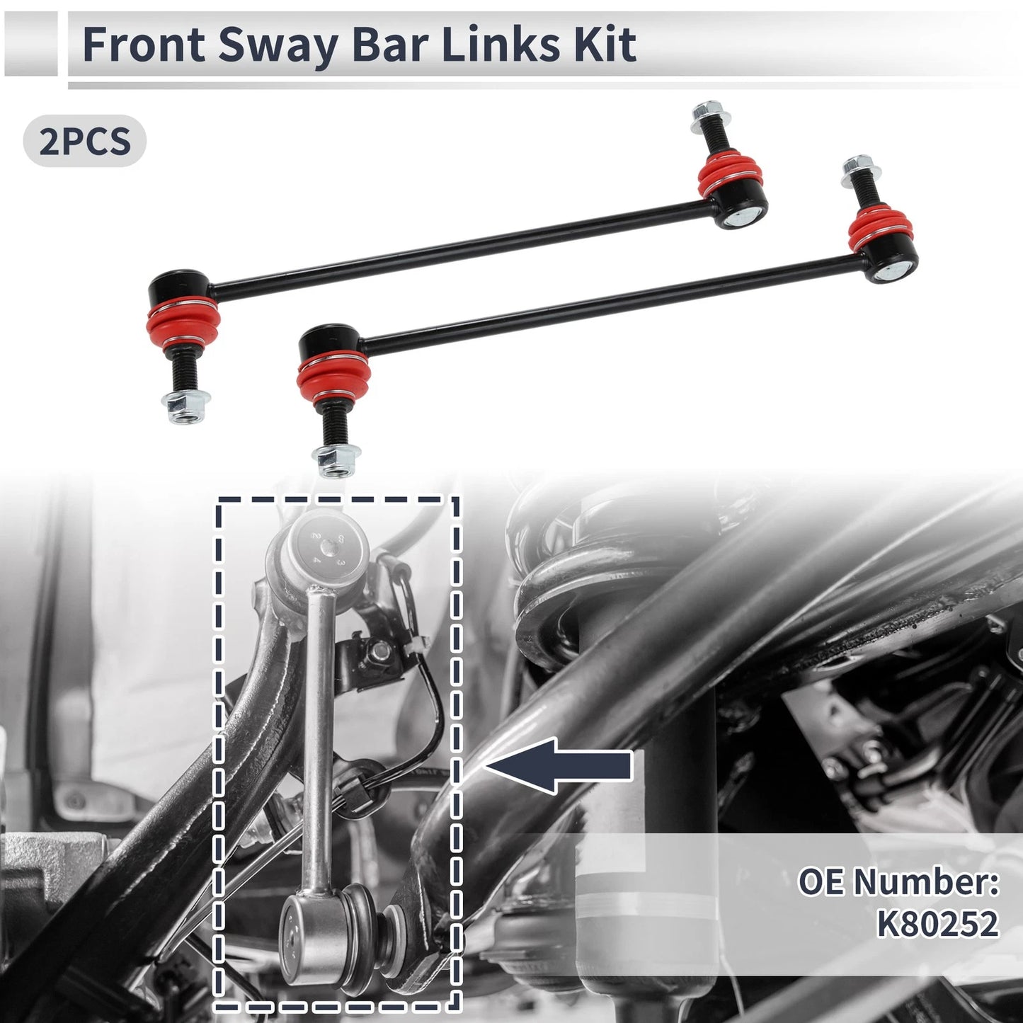 Set of 2 Front Stabilizer Bar Links for Chevrolet Cobalt (2005–2010) No.K80252