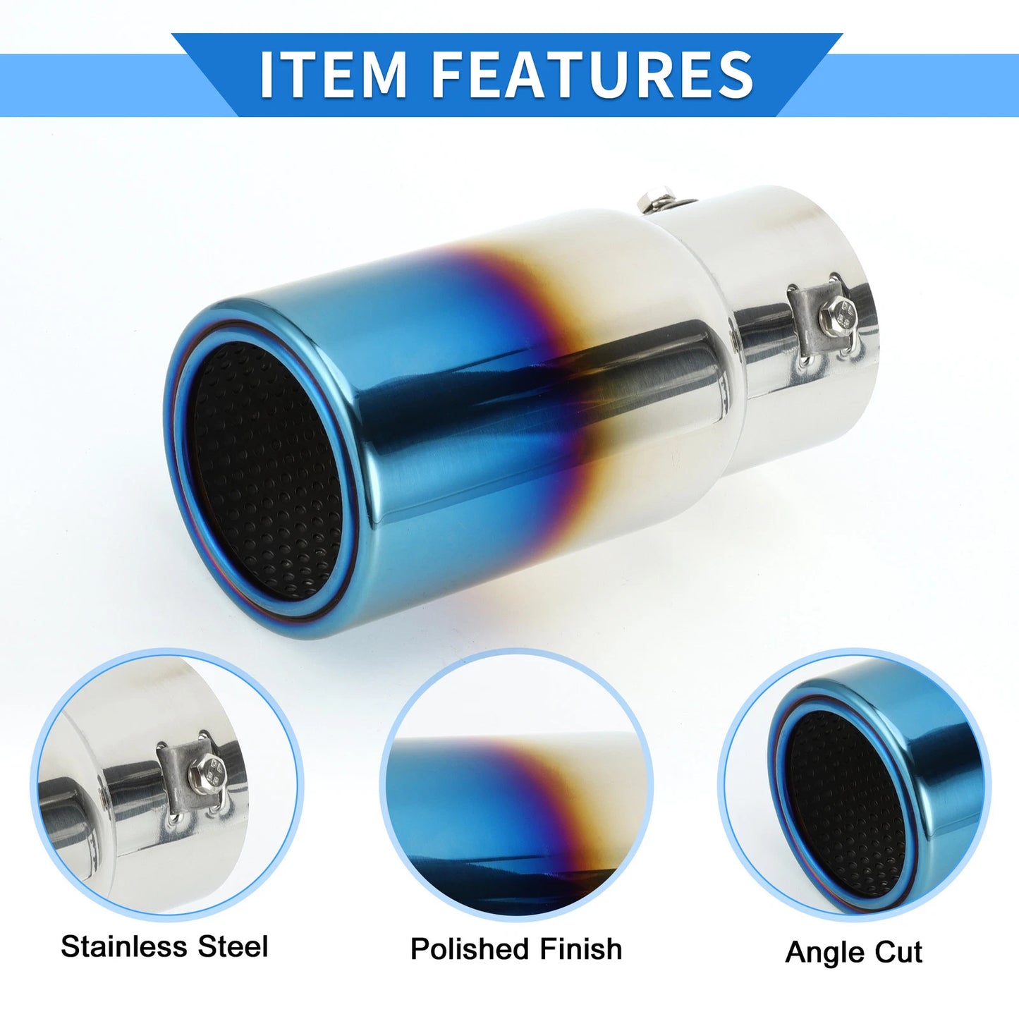 1 Pc Exhaust Tip for Toyota Land Cruiser Prado (Burnt Blue, 1.3"-2.9" Inlet)