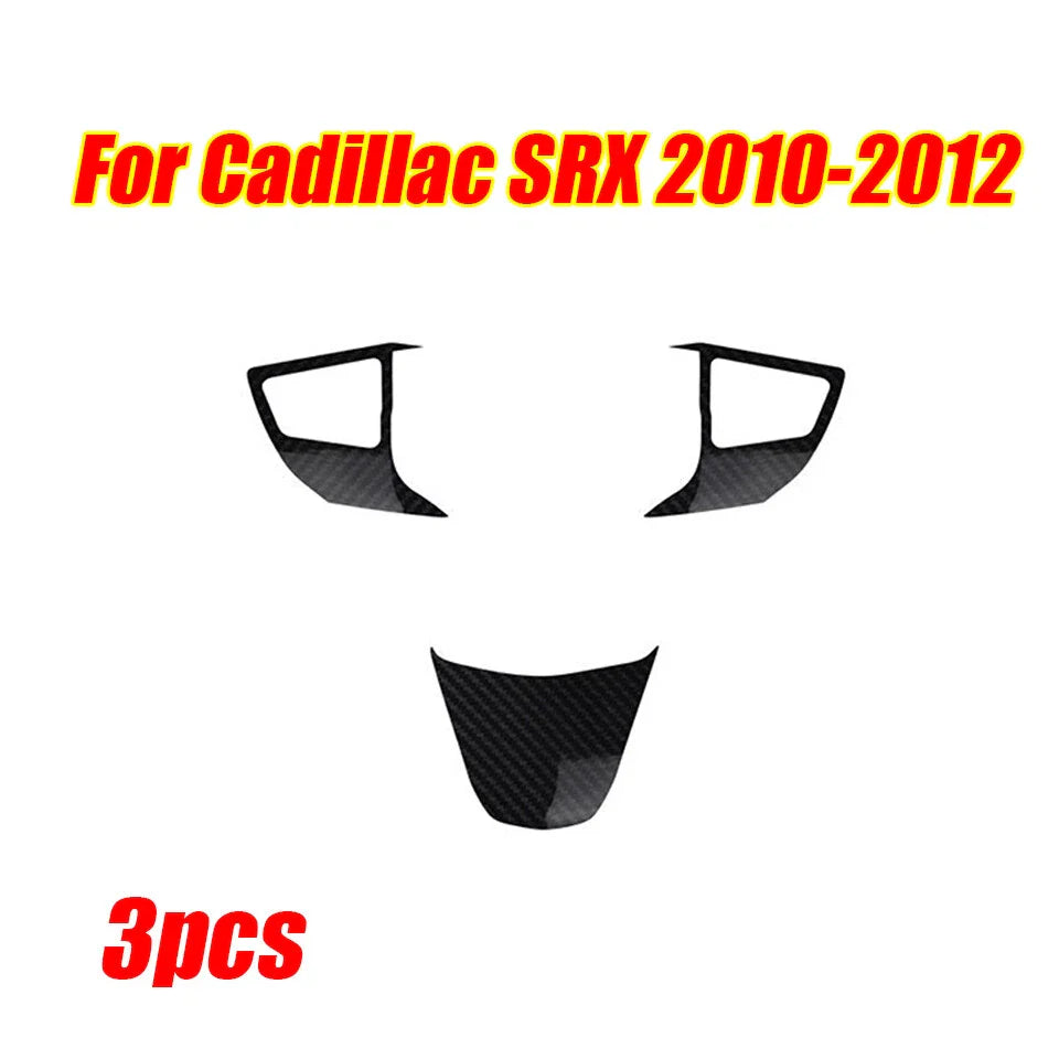 3x Carbon Fiber ABS Steering Wheel Cover Trim for Cadillac SRX (2010–2012)