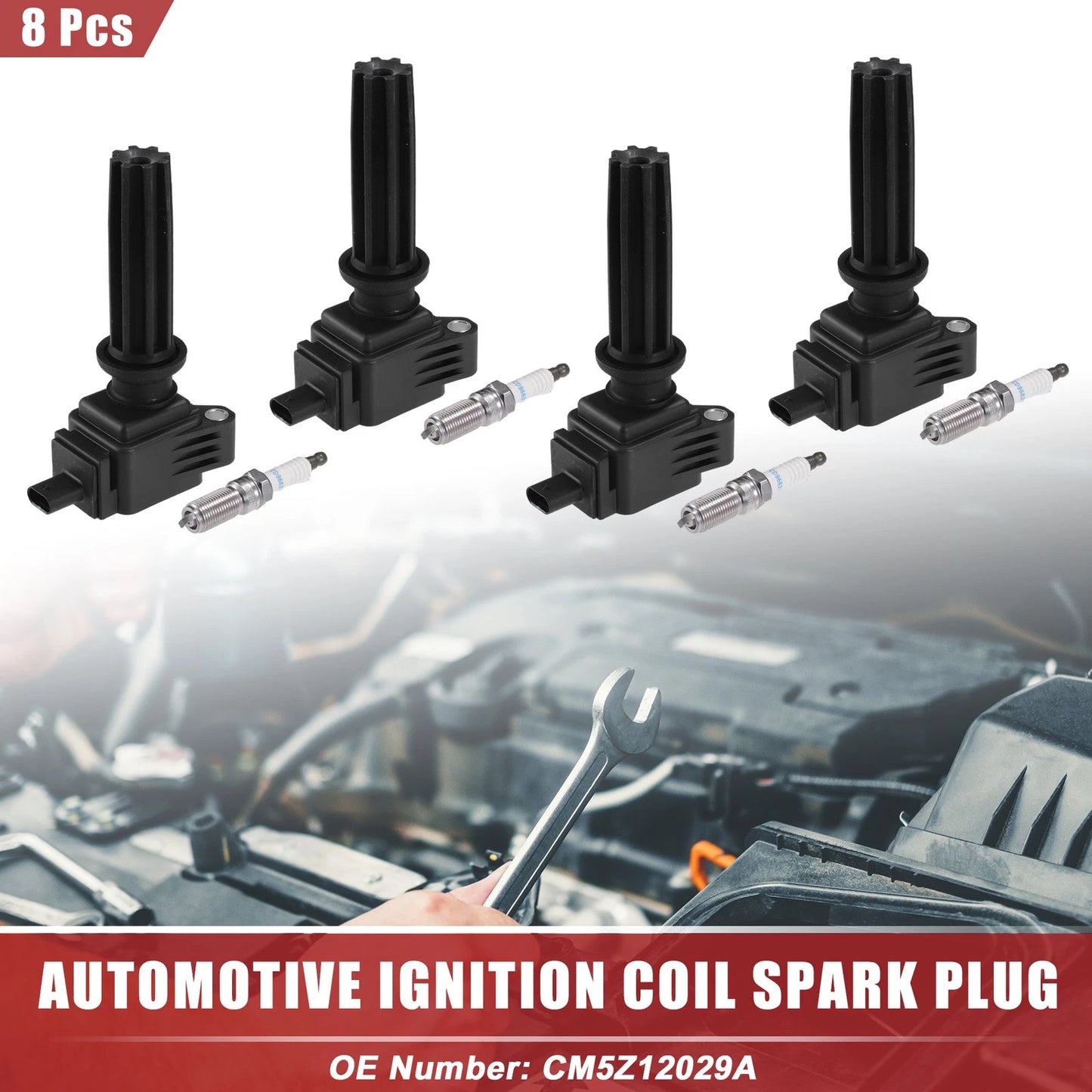 Set of 1 Ignition Coil Spark Plug for Ford Edge (2015–2023) No.CM5Z12029A Black