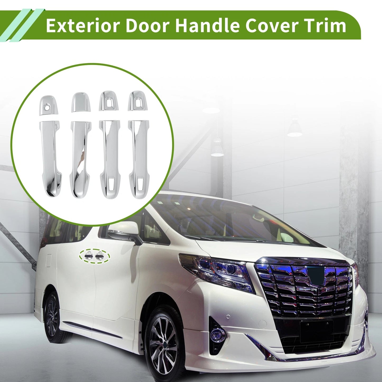 Exterior Door Handle Cover Trim for Toyota Alphard (2015–2021) Silver Tone