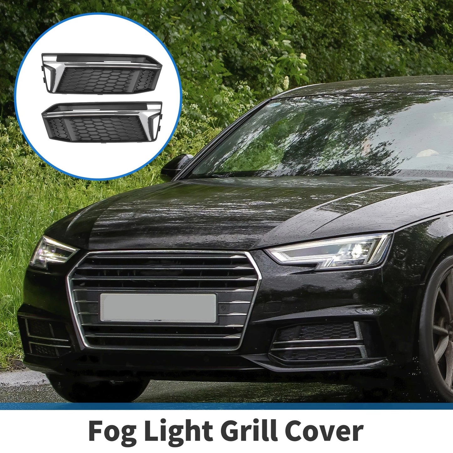 1 Pair Fog Light Grill for Audi S4 A4 B9 (2016–2018) No. 8W0807681K/8W0807682K