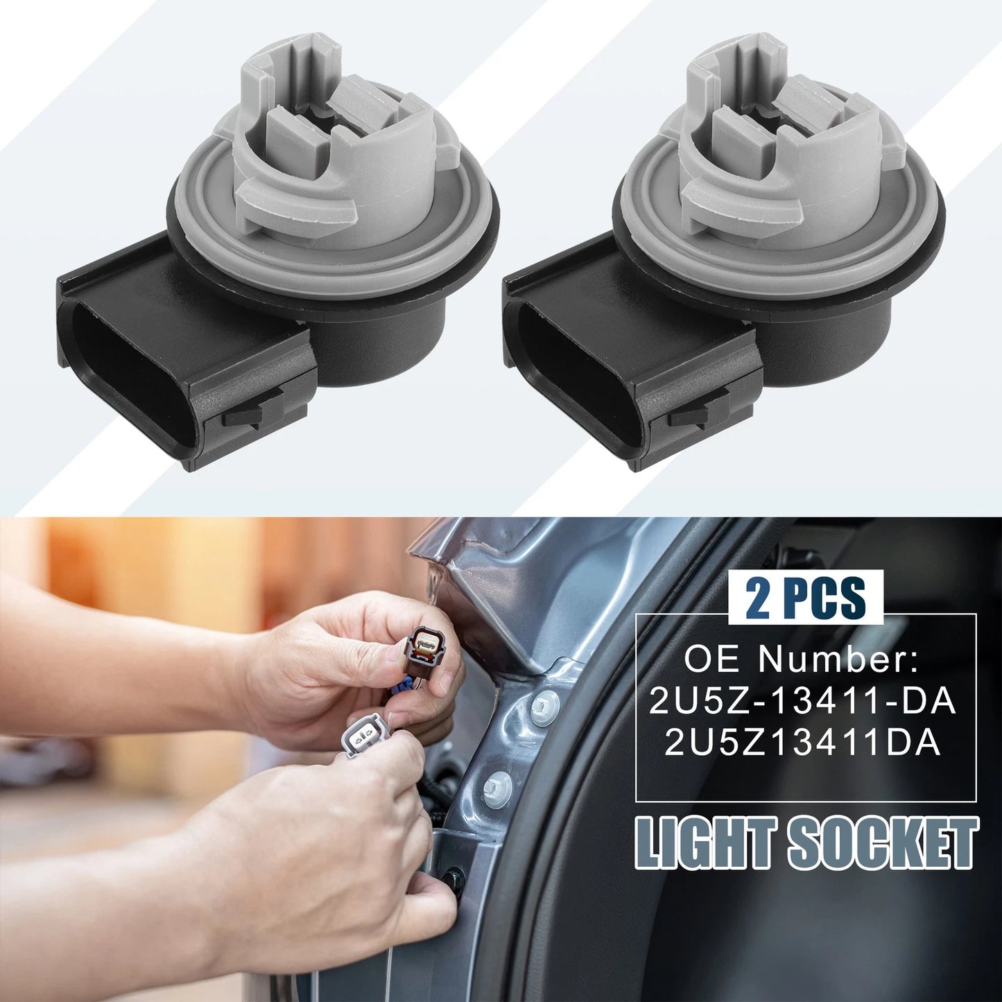 2X Rear Brake Turn Signal Light Bulb Socket 2U5Z-13411-DA for Ford F-150 (2009–2014)