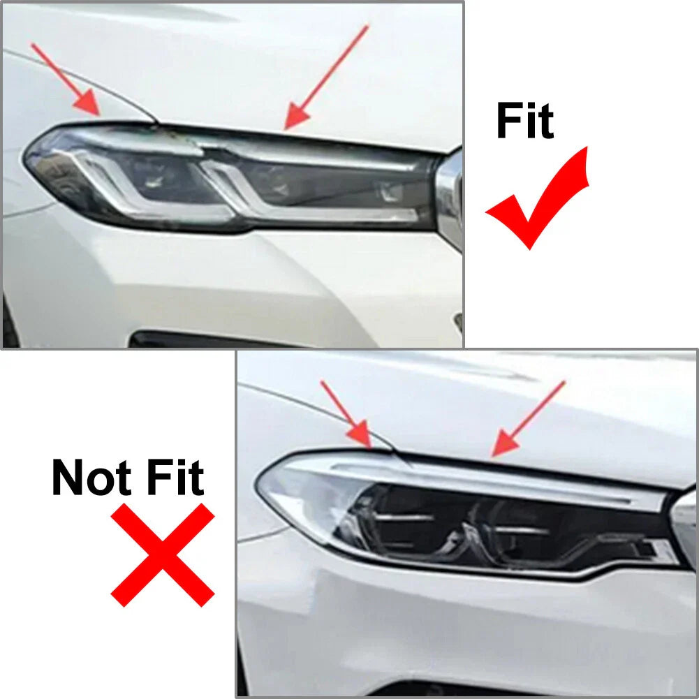 Glossy Black Headlight Eyebrow Covers for BMW 5 Series G30 G31 M5 F90 (21-23)