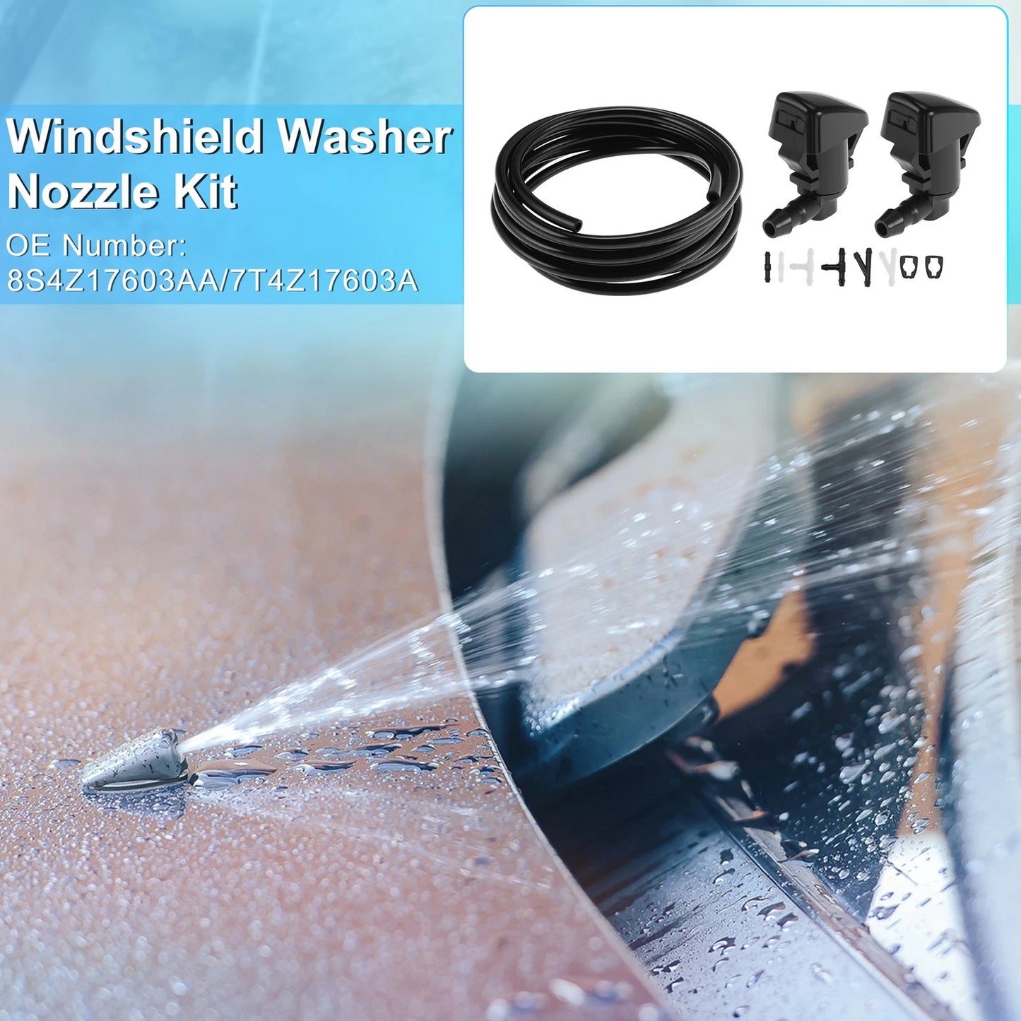 Windshield Washer Nozzle Kit for Ford Edge (2007–2011) 8S4Z17603AA/7T4Z17603A