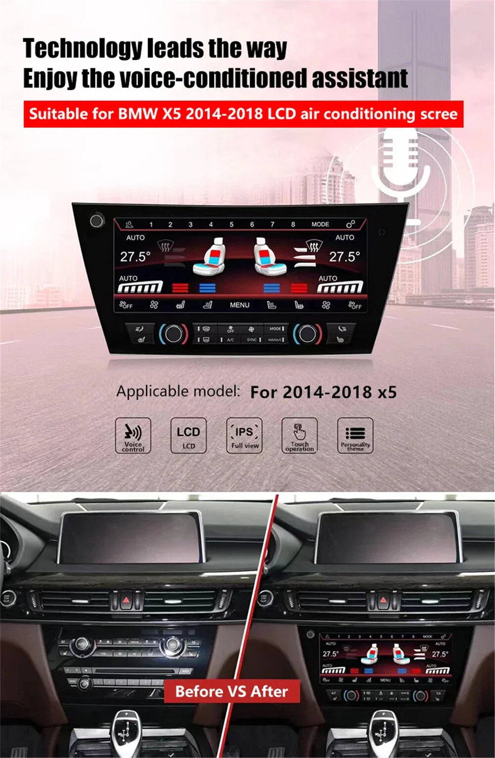 LCD IPS Touch Screen A/C Control for BMW X5 (2014-2018)