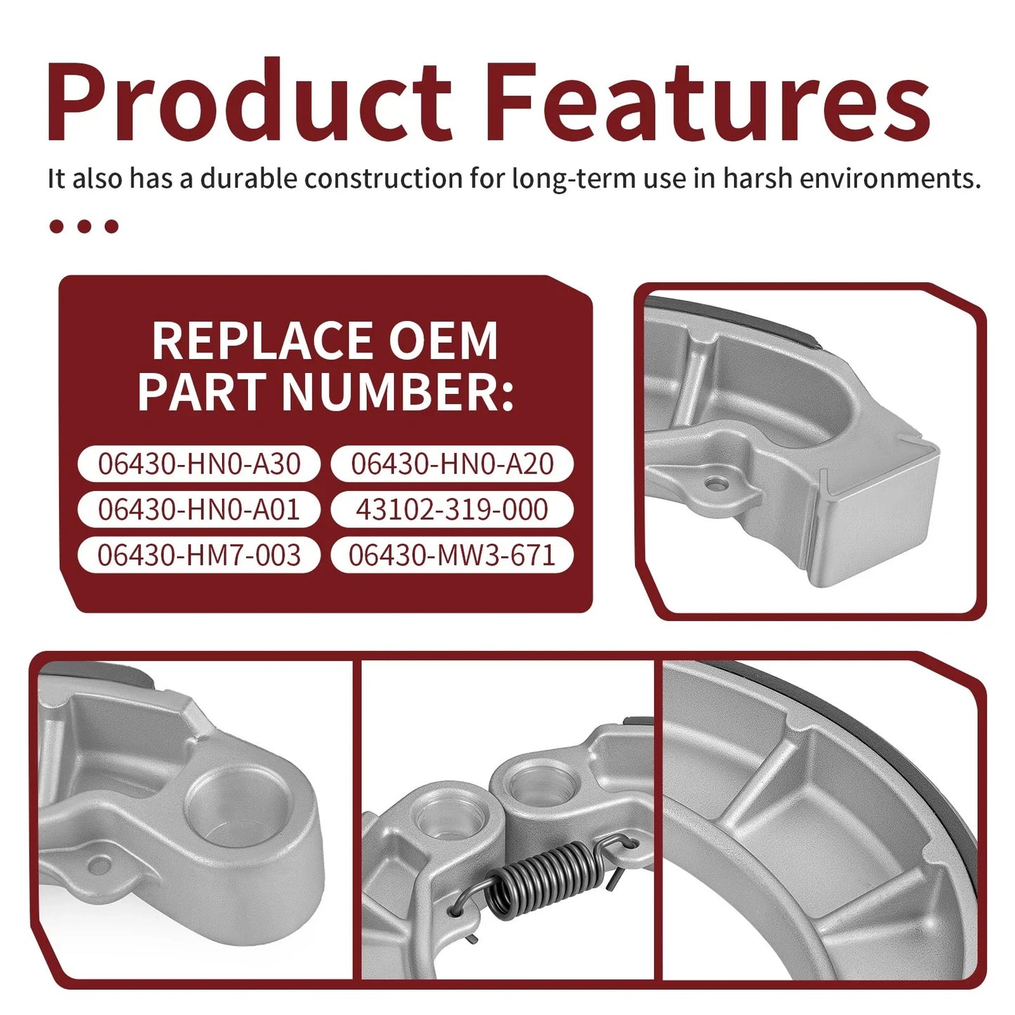 Rear Brake Shoes for Honda Rancher TRX420FA/FE/FM/TE/TM/FPE/FPM (2007–2023)