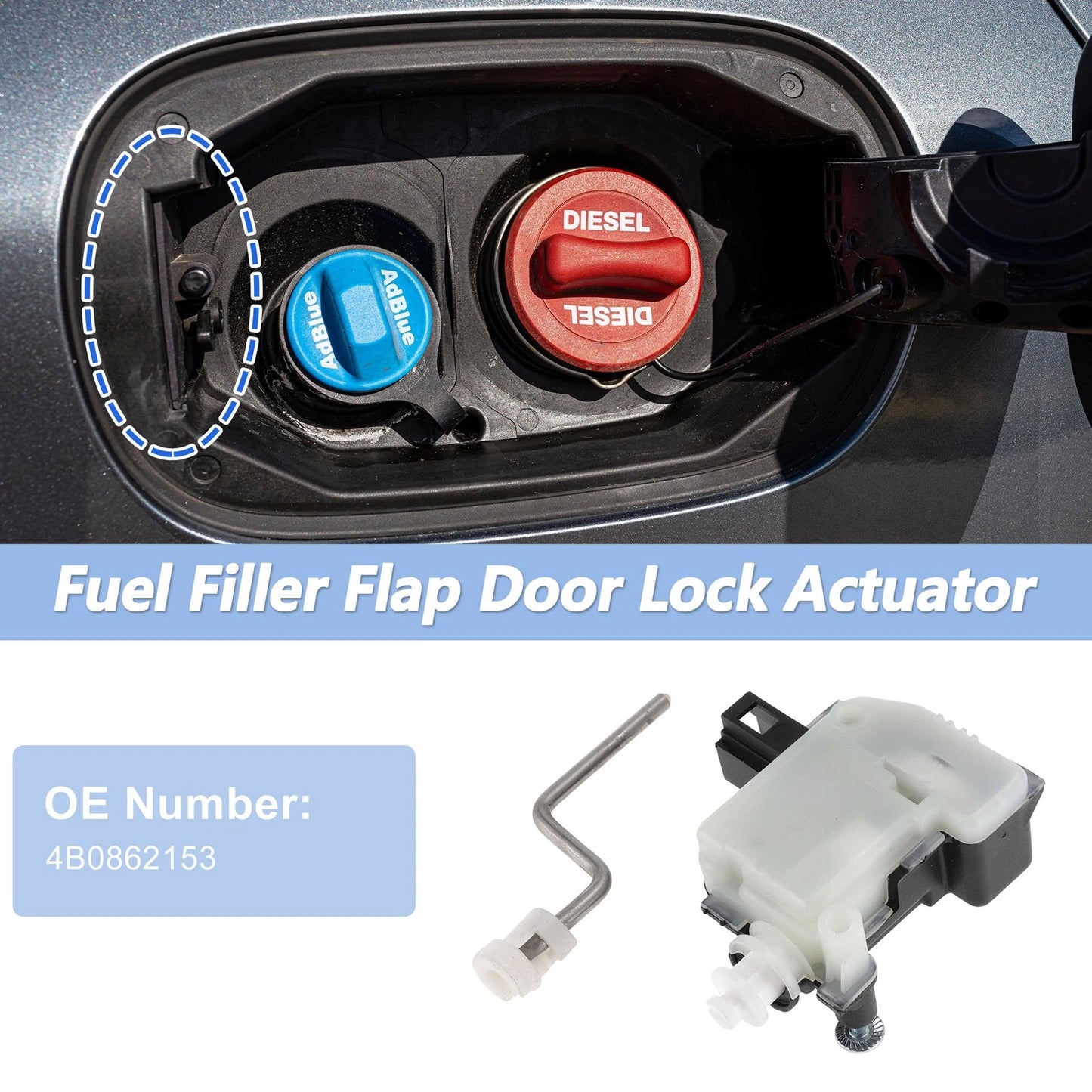 Fuel Filler Flap Door Latch Lock Actuator Motor for Audi A3 (2004–2012)