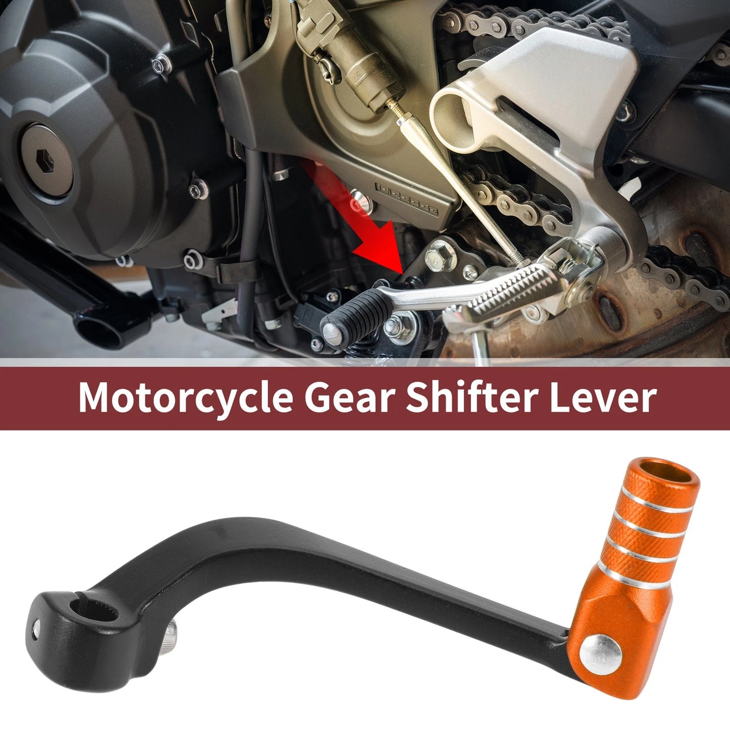 Folding Gear Shifter Lever for Honda CRF110F (2013–2018) Black Orange