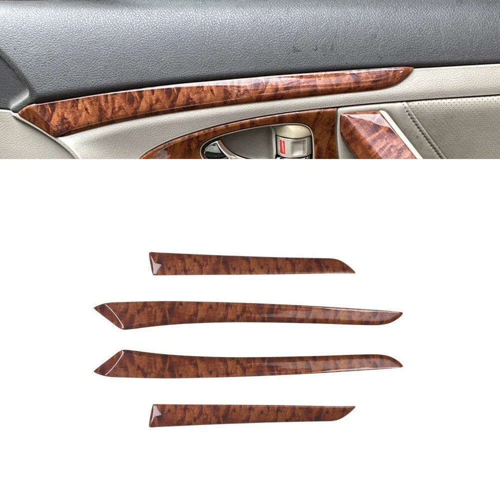 4x Brown Wood Inner Door Strip Decor Trim for Toyota Camry (2007–2011)