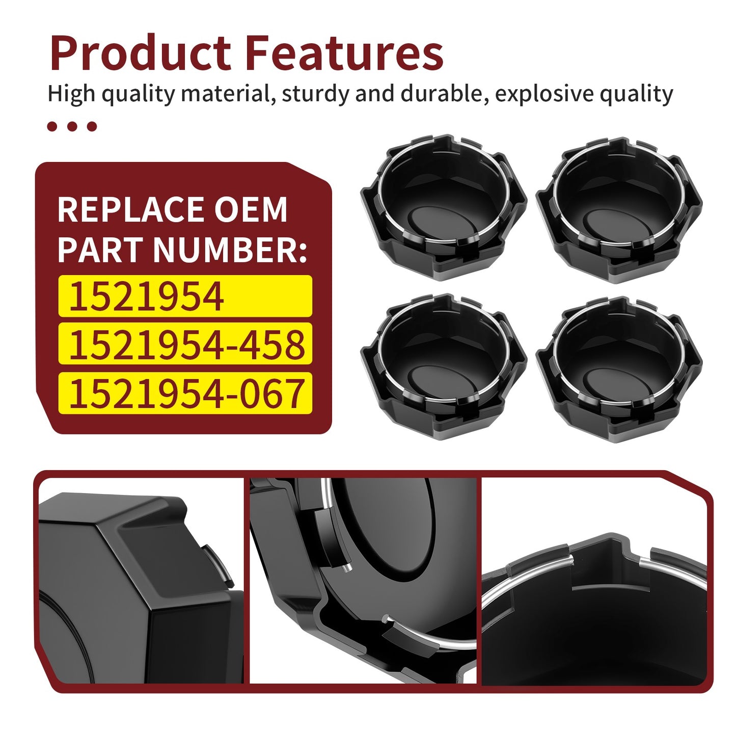 Set of 4 Wheel Rim Caps for Polaris Ranger XP 900 (2013–2019)