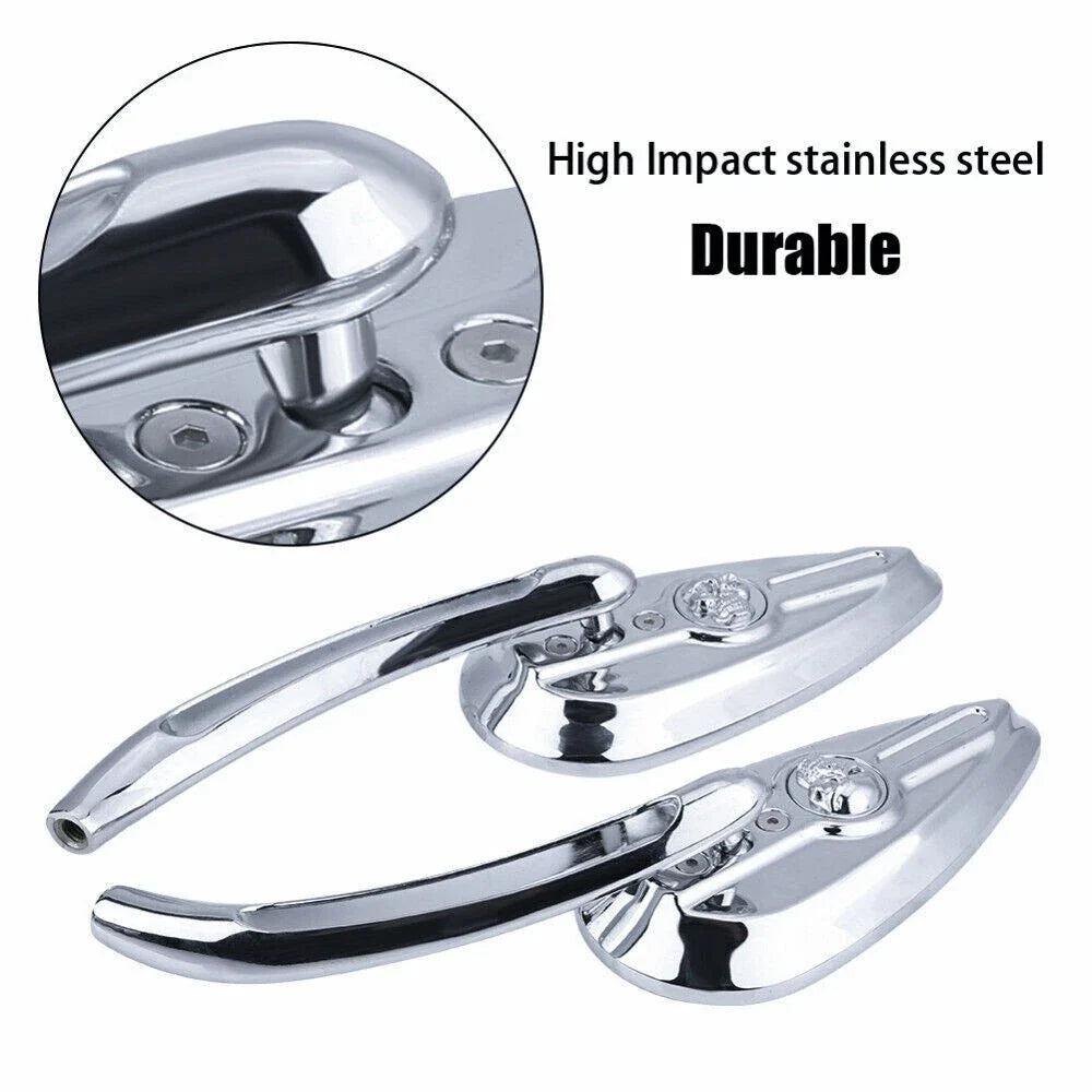 Skull Chrome Motorcycle Mirrors for Harley Davidson Road King, Street Glide, Dyna