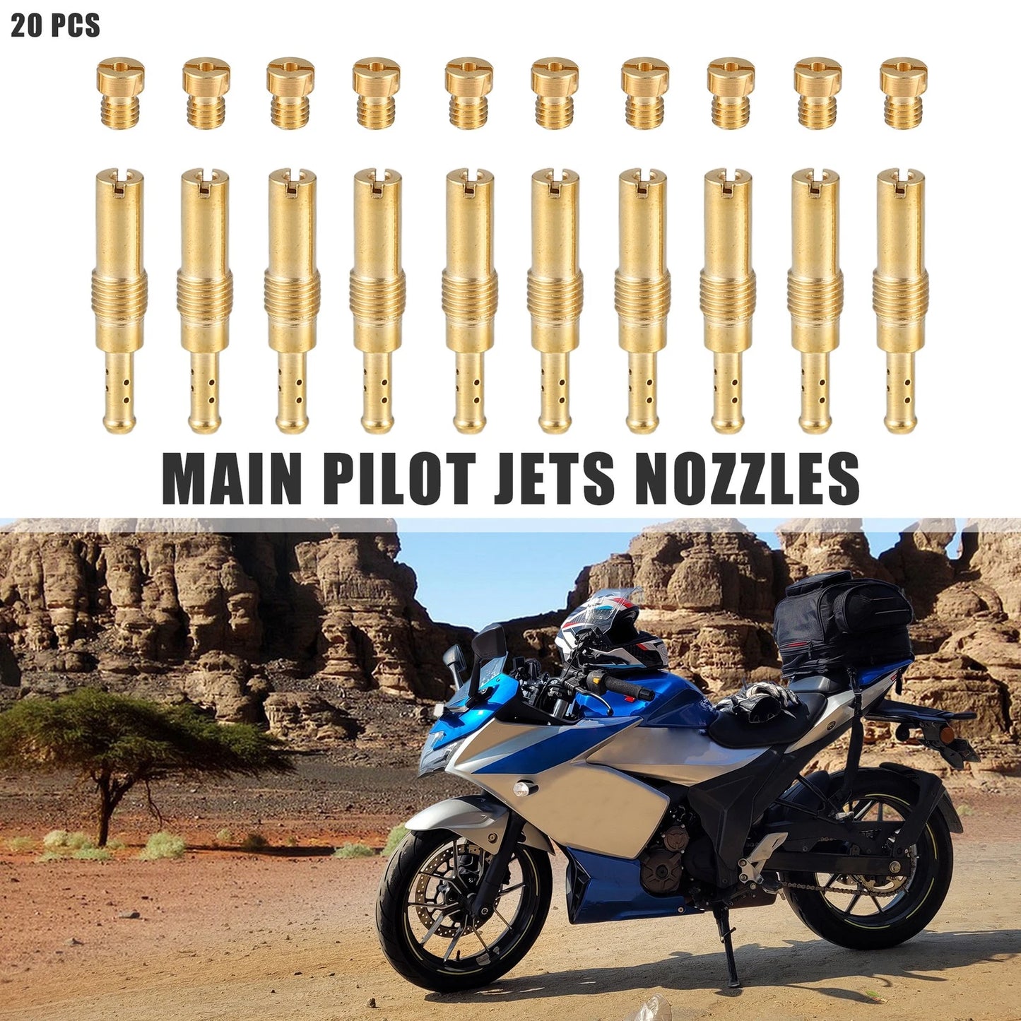 20pcs Main Pilot Jets Nozzles for Motorcycle (152-190)