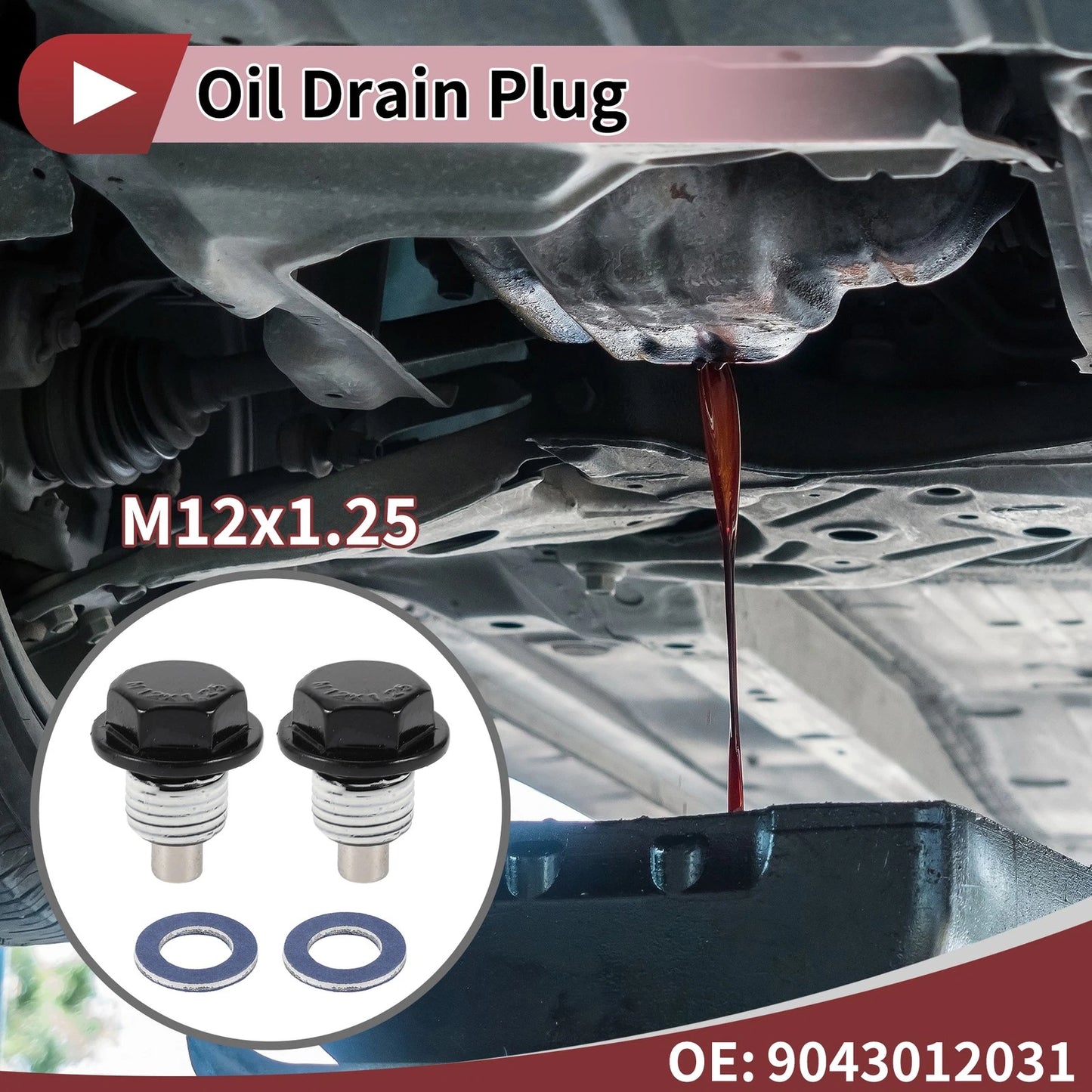 Set of 1 Oil Drain Plug for Toyota Tacoma Tundra Camry (No. 9043012031)