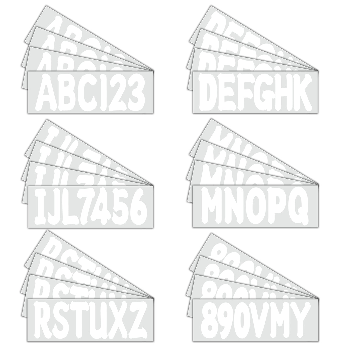 Set of 4 Custom Boat Registration Numbers Decals A-Z & 0-9 White
